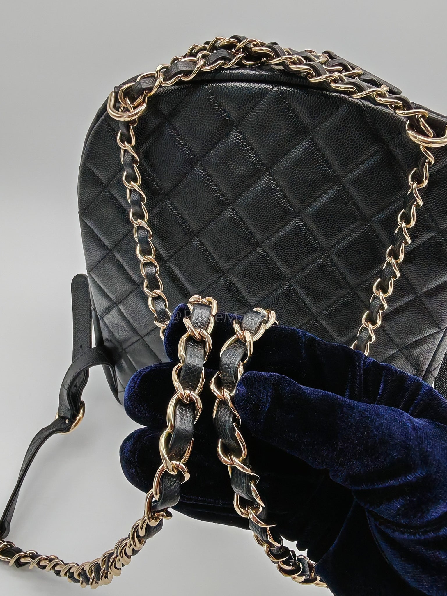 CC Day Backpack Small Black Caviar Light Gold Hardware (Series 27)