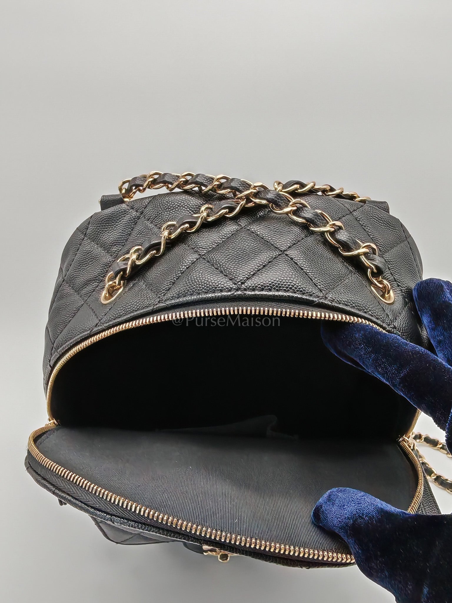 CC Day Backpack Small Black Caviar Light Gold Hardware (Series 27)