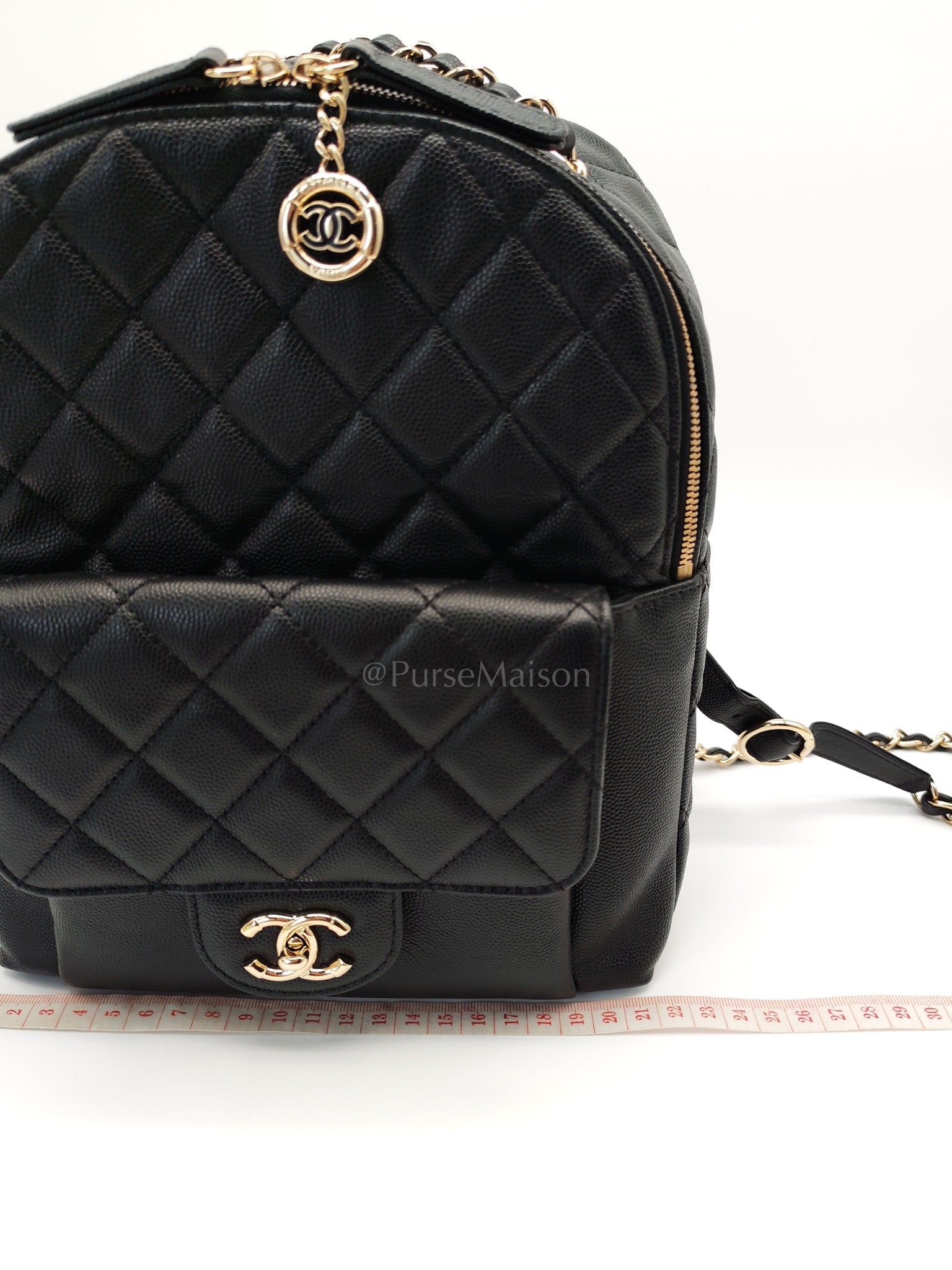 CC Day Backpack Small Black Caviar Light Gold Hardware (Series 27)