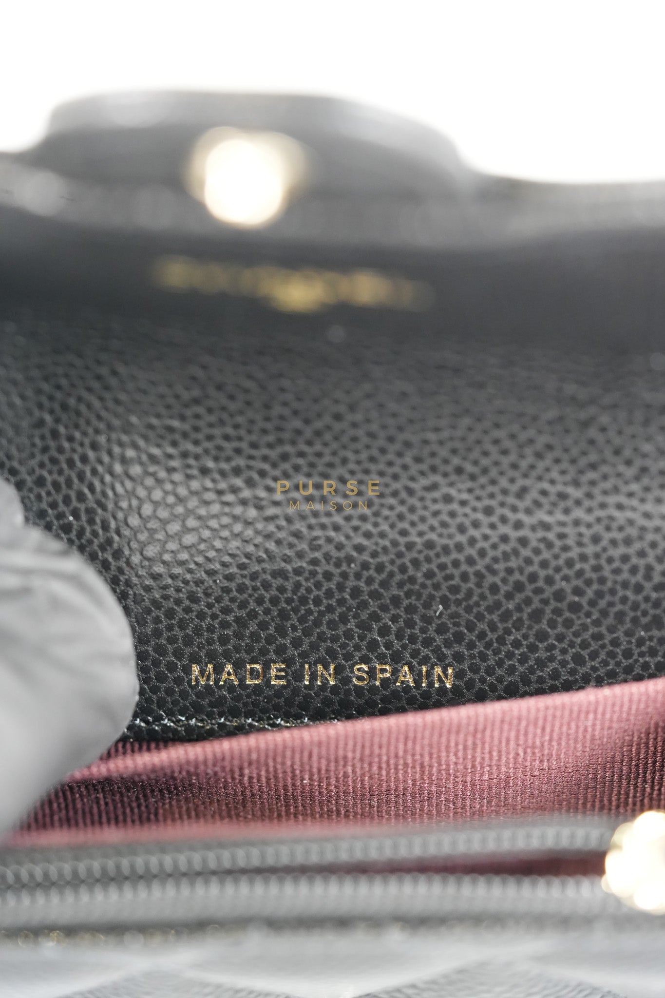 Flap Card Holder with Zipper Black in Caviar Leather and Light Gold Hardware (Microchip)