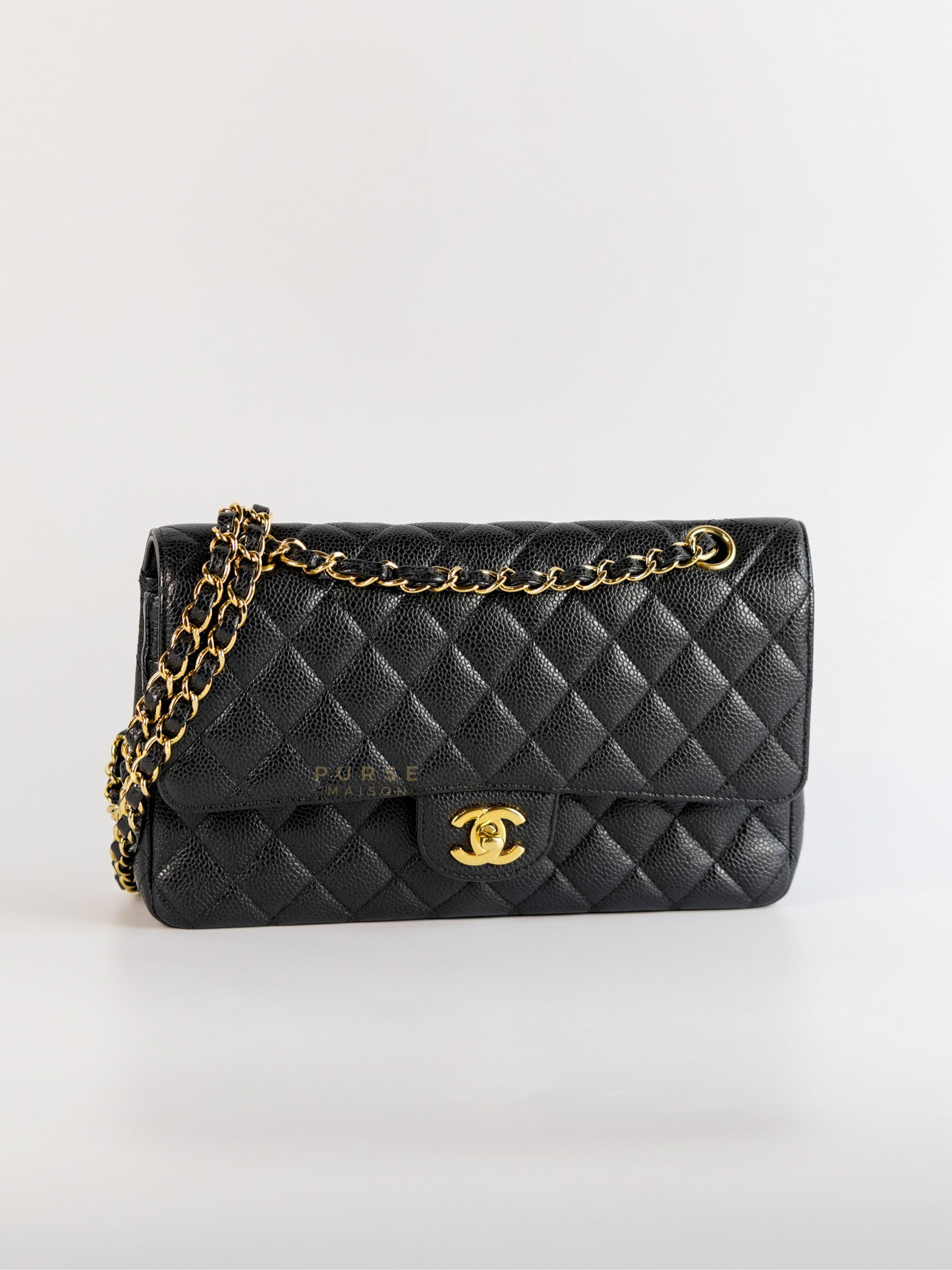 Classic Double Flap Medium Quilted Caviar Leather and Gold Hardware Series 24