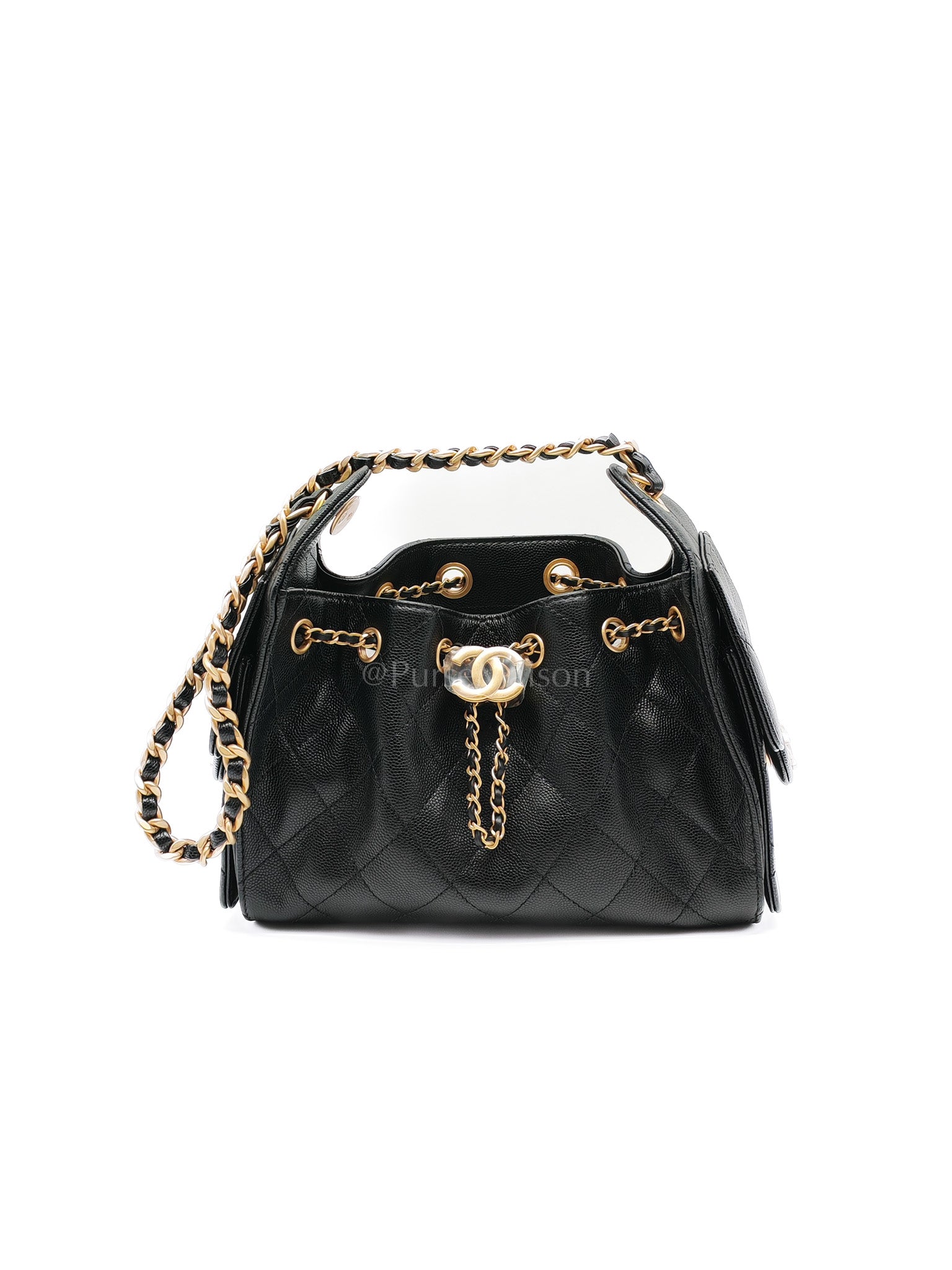 25 Mini in Black Caviar Leather and Aged Gold Hardware Microchip(A0****GL)