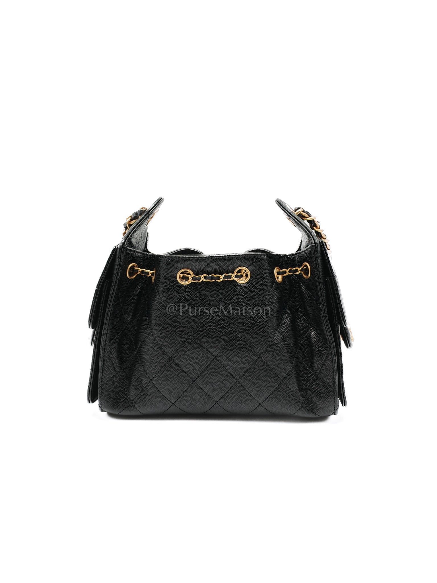 25 Mini in Black Caviar Leather and Aged Gold Hardware Microchip(A0****GL)