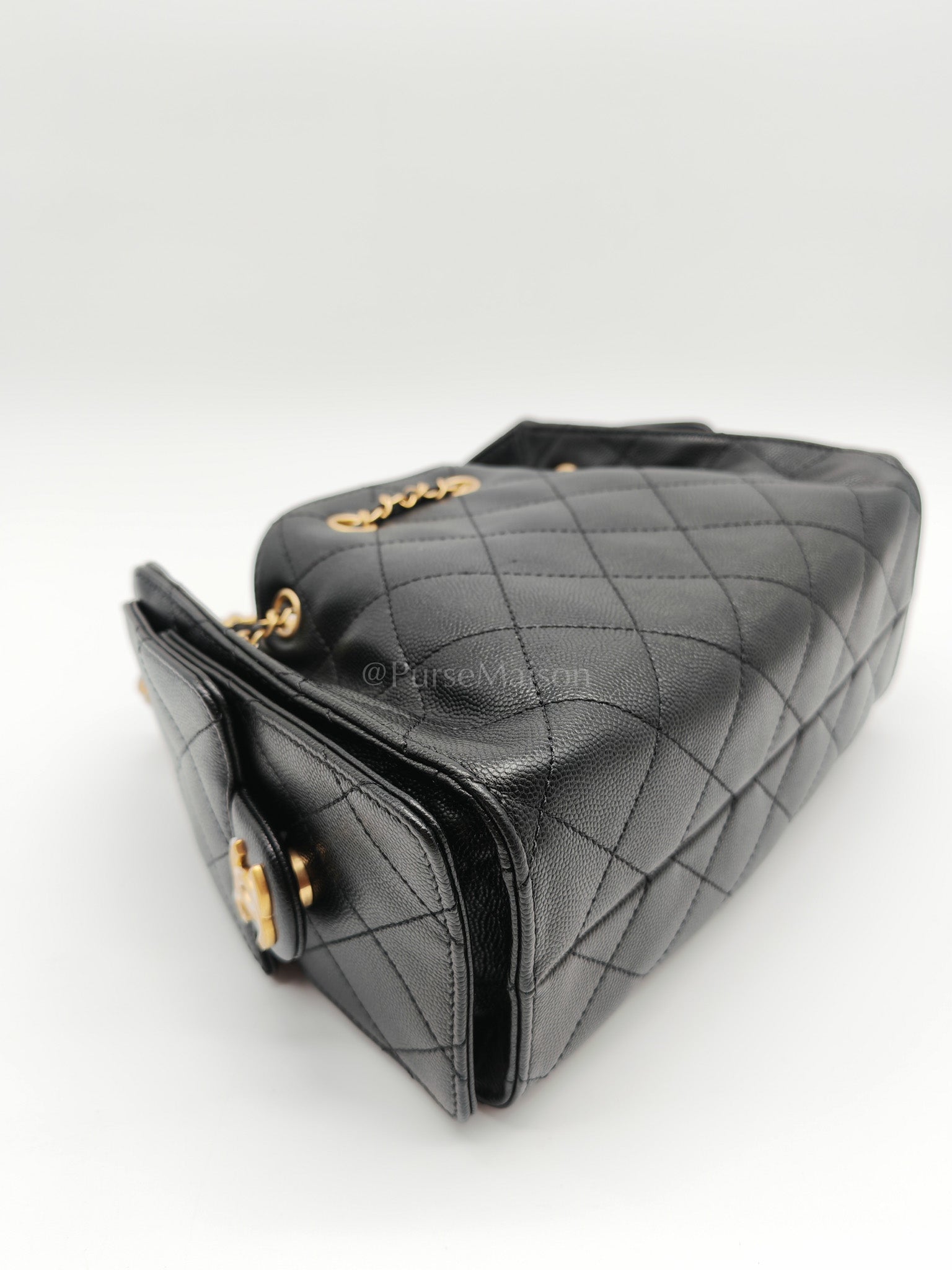 25 Mini in Black Caviar Leather and Aged Gold Hardware Microchip(A0****GL)