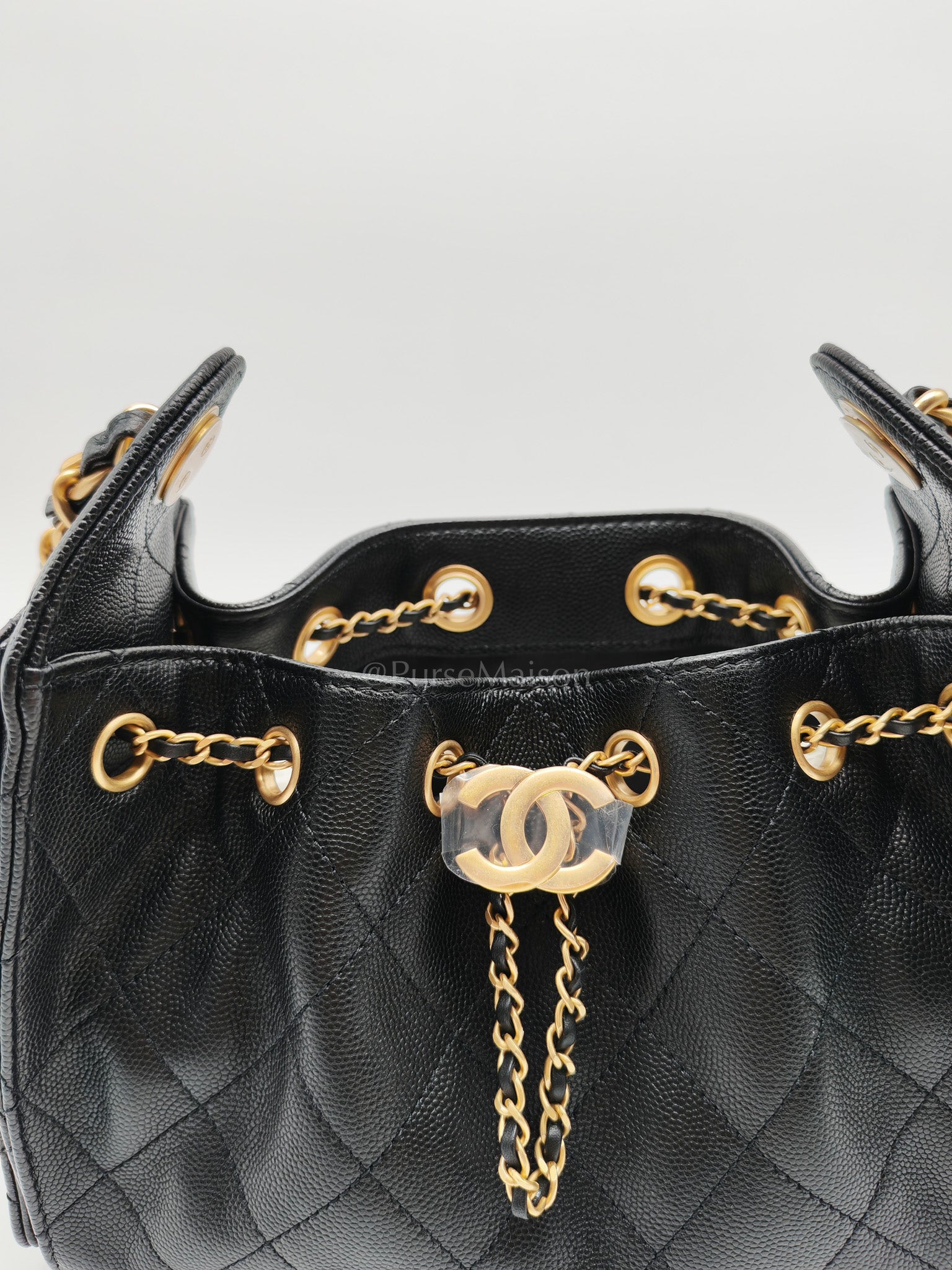 25 Mini in Black Caviar Leather and Aged Gold Hardware Microchip(A0****GL)