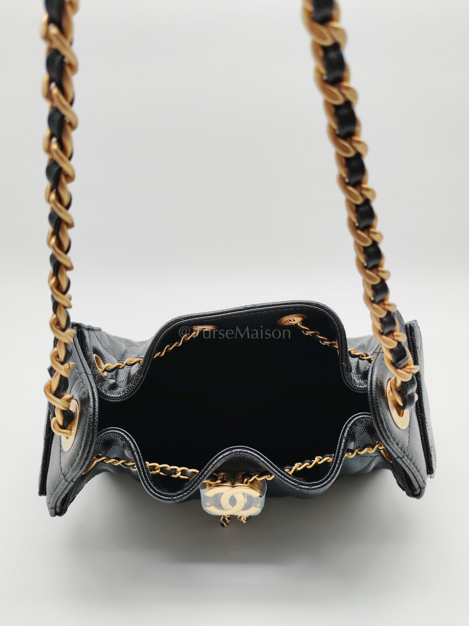 25 Mini in Black Caviar Leather and Aged Gold Hardware Microchip(A0****GL)