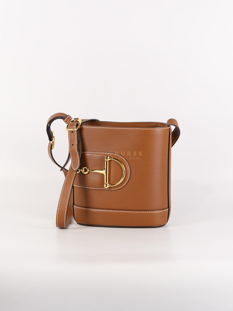 73 Small Horsebit Bucket Bag Tan in Smooth Calfskin Leather | Purse Maison Luxury Bags Shop