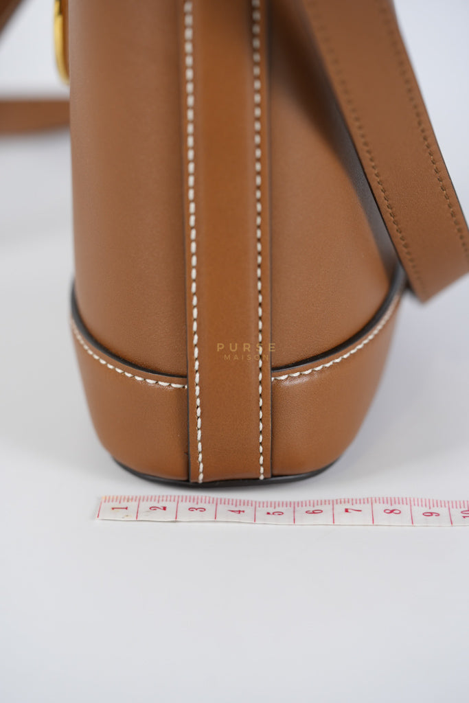 73 Small Horsebit Bucket Bag Tan in Smooth Calfskin Leather | Purse Maison Luxury Bags Shop