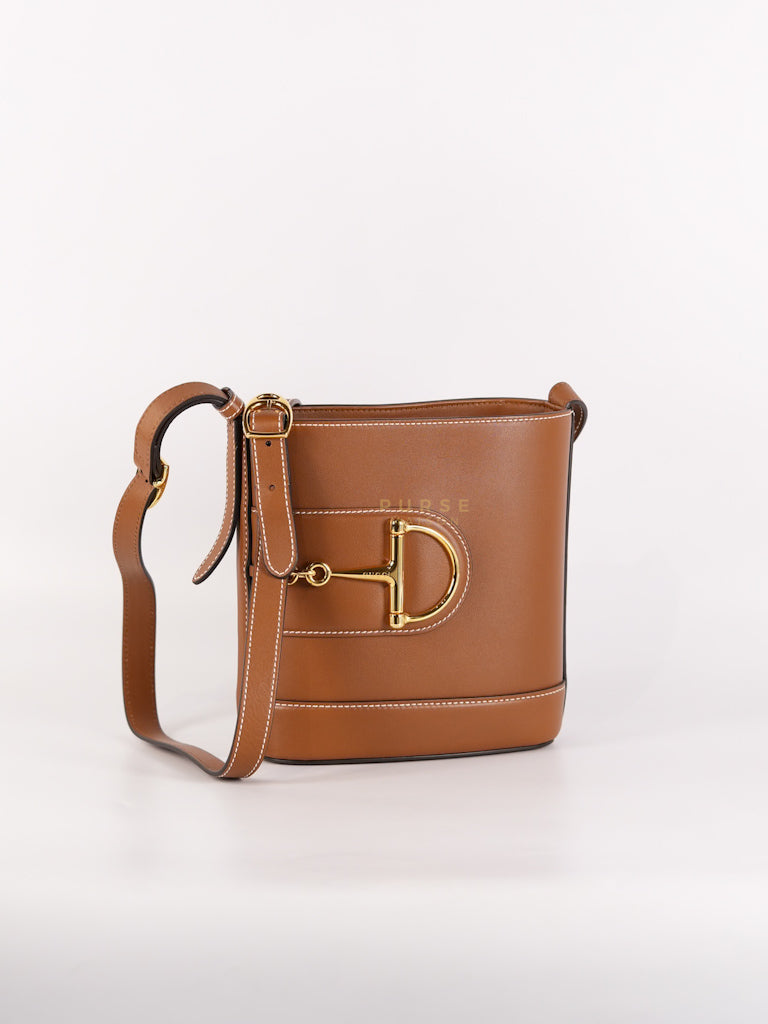 73 Small Horsebit Bucket Bag Tan in Smooth Calfskin Leather | Purse Maison Luxury Bags Shop