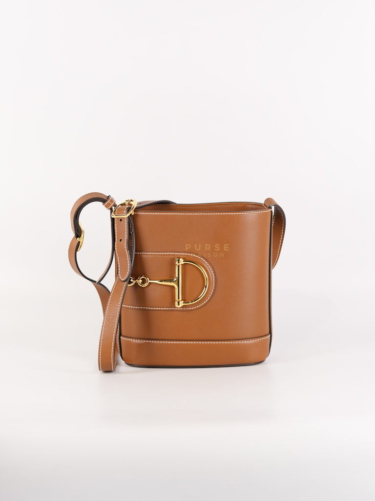 73 Small Horsebit Bucket Bag Tan in Smooth Calfskin Leather | Purse Maison Luxury Bags Shop
