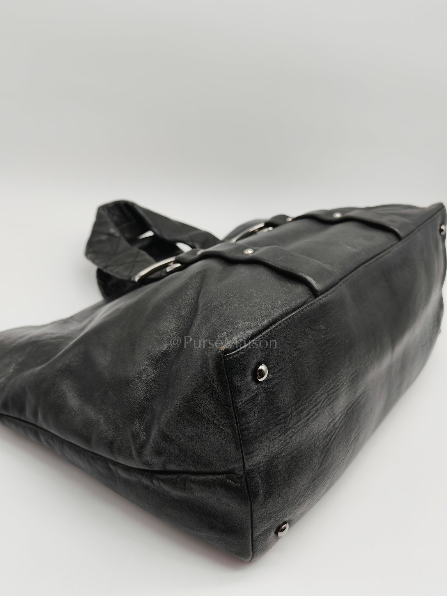 8 Knots Reissue Tote Bag Black in Lambskin Leather Silver Hardware (Series 11) | Purse Maison Luxury Bags Shop