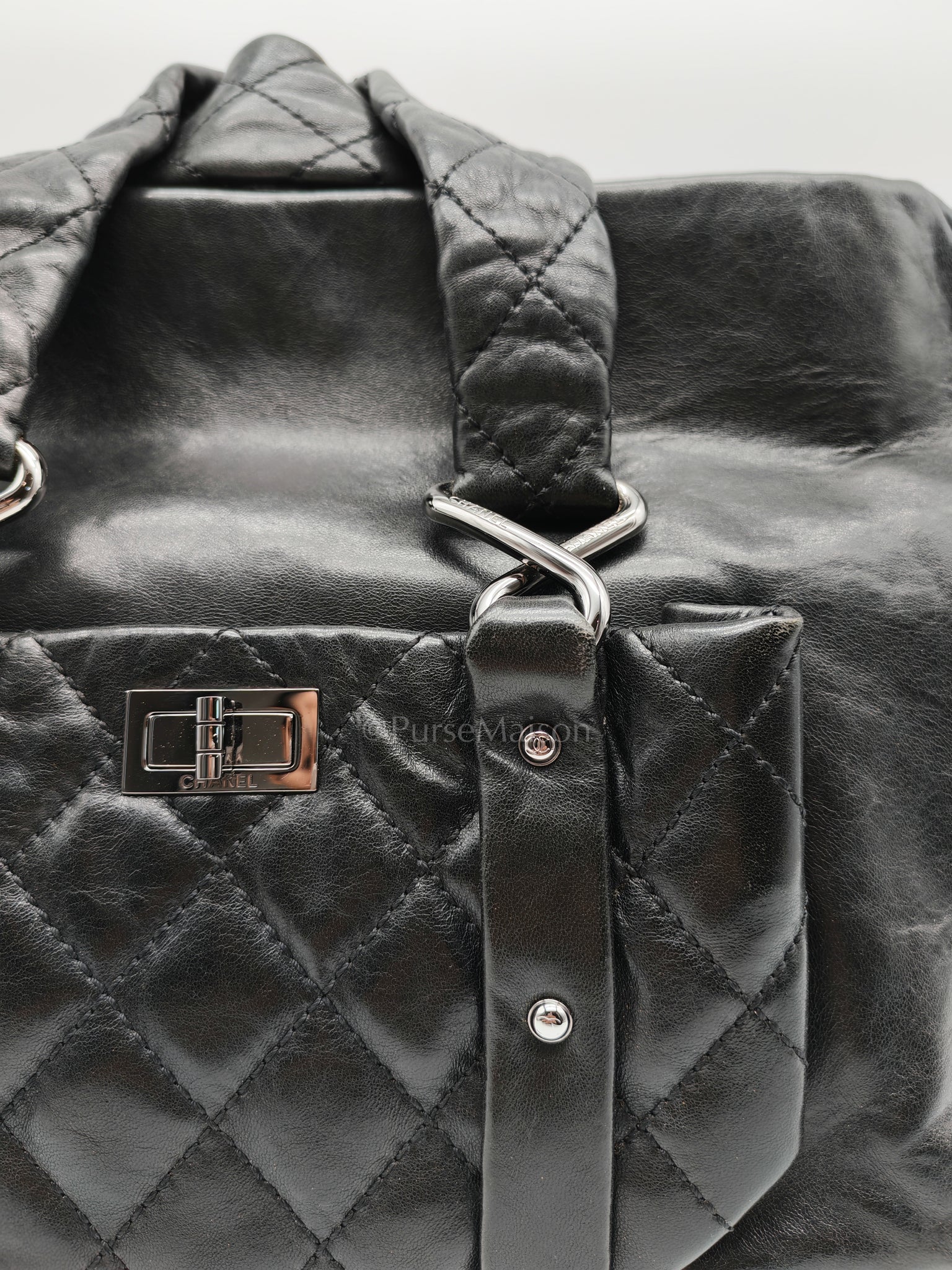 8 Knots Reissue Tote Bag Black in Lambskin Leather Silver Hardware (Series 11) | Purse Maison Luxury Bags Shop