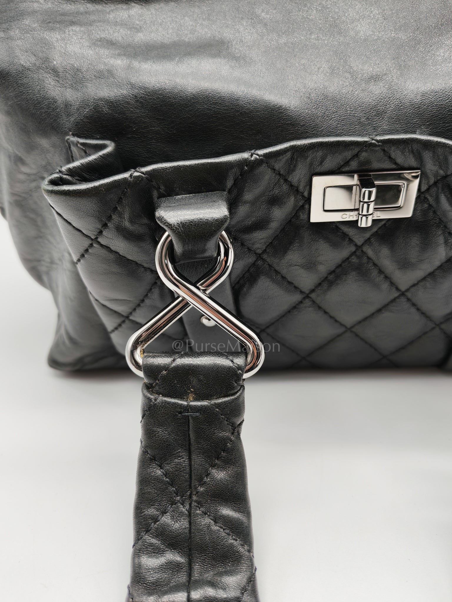 8 Knots Reissue Tote Bag Black in Lambskin Leather Silver Hardware (Series 11) | Purse Maison Luxury Bags Shop