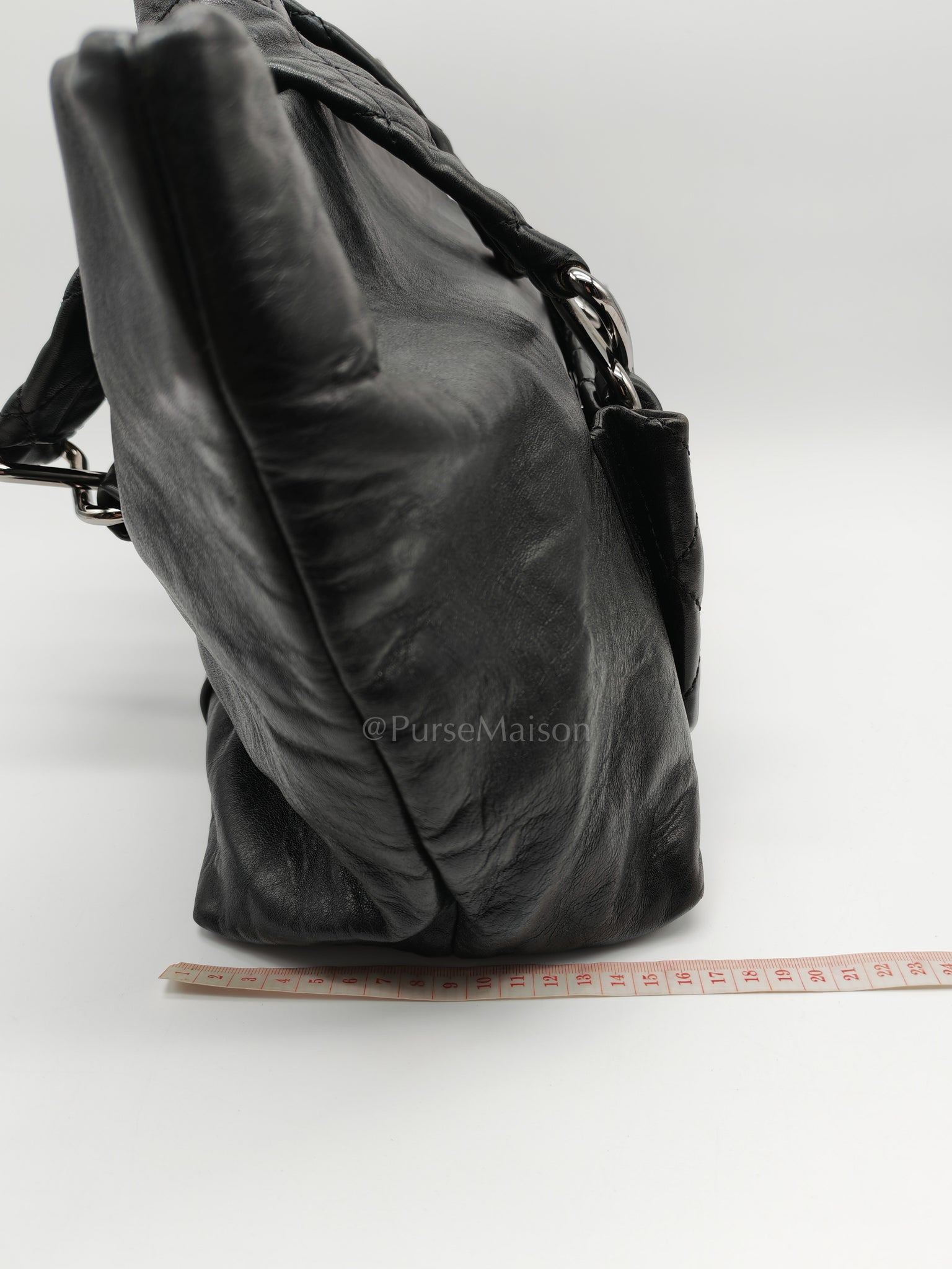 8 Knots Reissue Tote Bag Black in Lambskin Leather Silver Hardware (Series 11) | Purse Maison Luxury Bags Shop