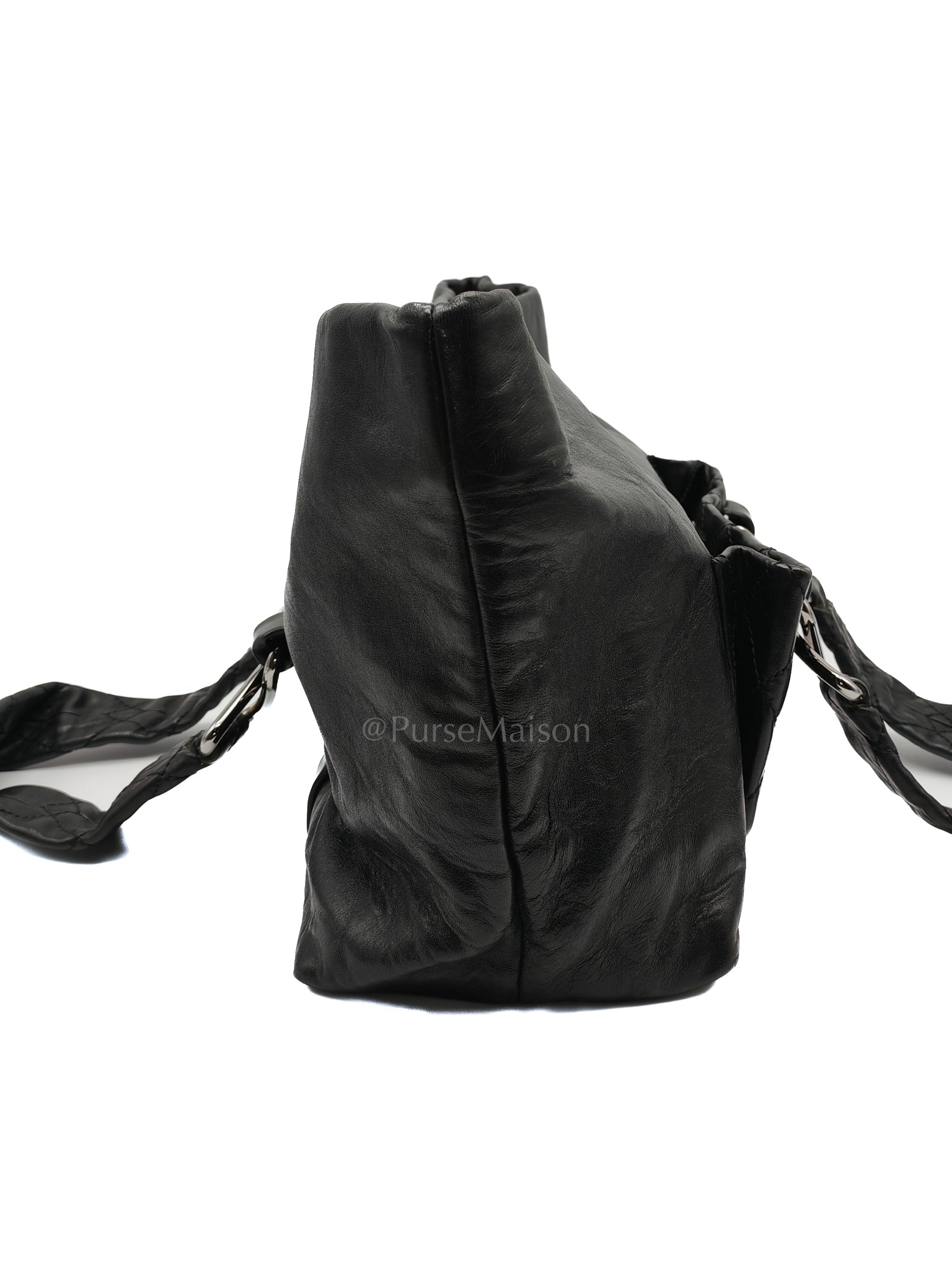 8 Knots Reissue Tote Bag Black in Lambskin Leather Silver Hardware (Series 11) | Purse Maison Luxury Bags Shop