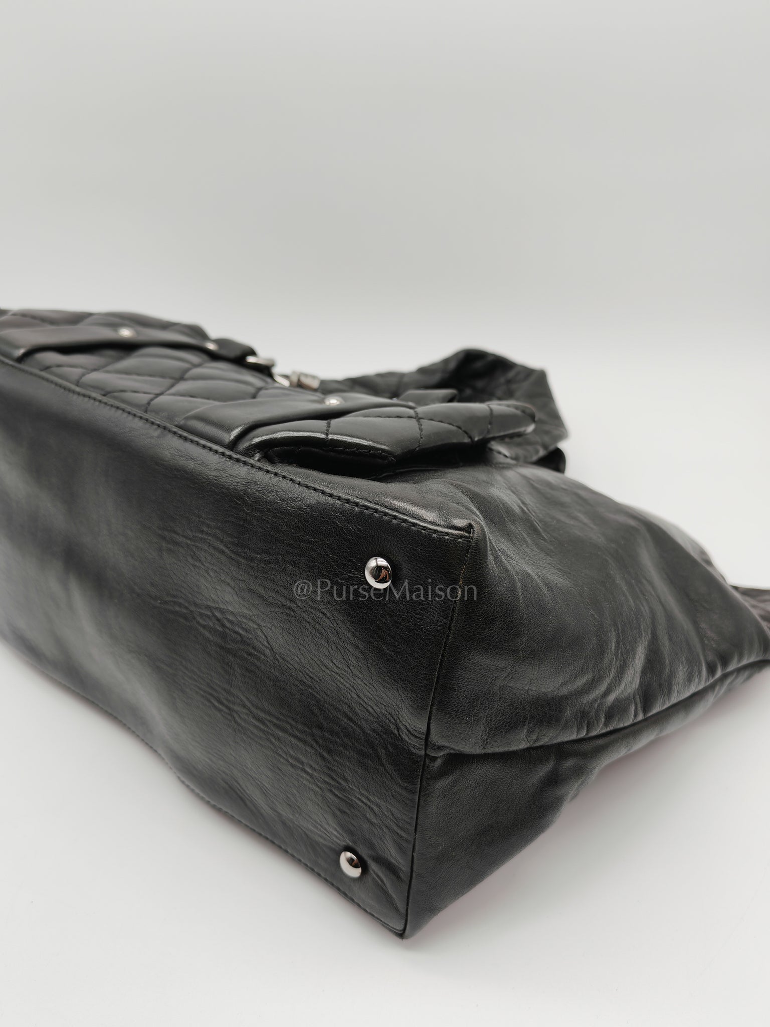 8 Knots Reissue Tote Bag Black in Lambskin Leather Silver Hardware (Series 11) | Purse Maison Luxury Bags Shop