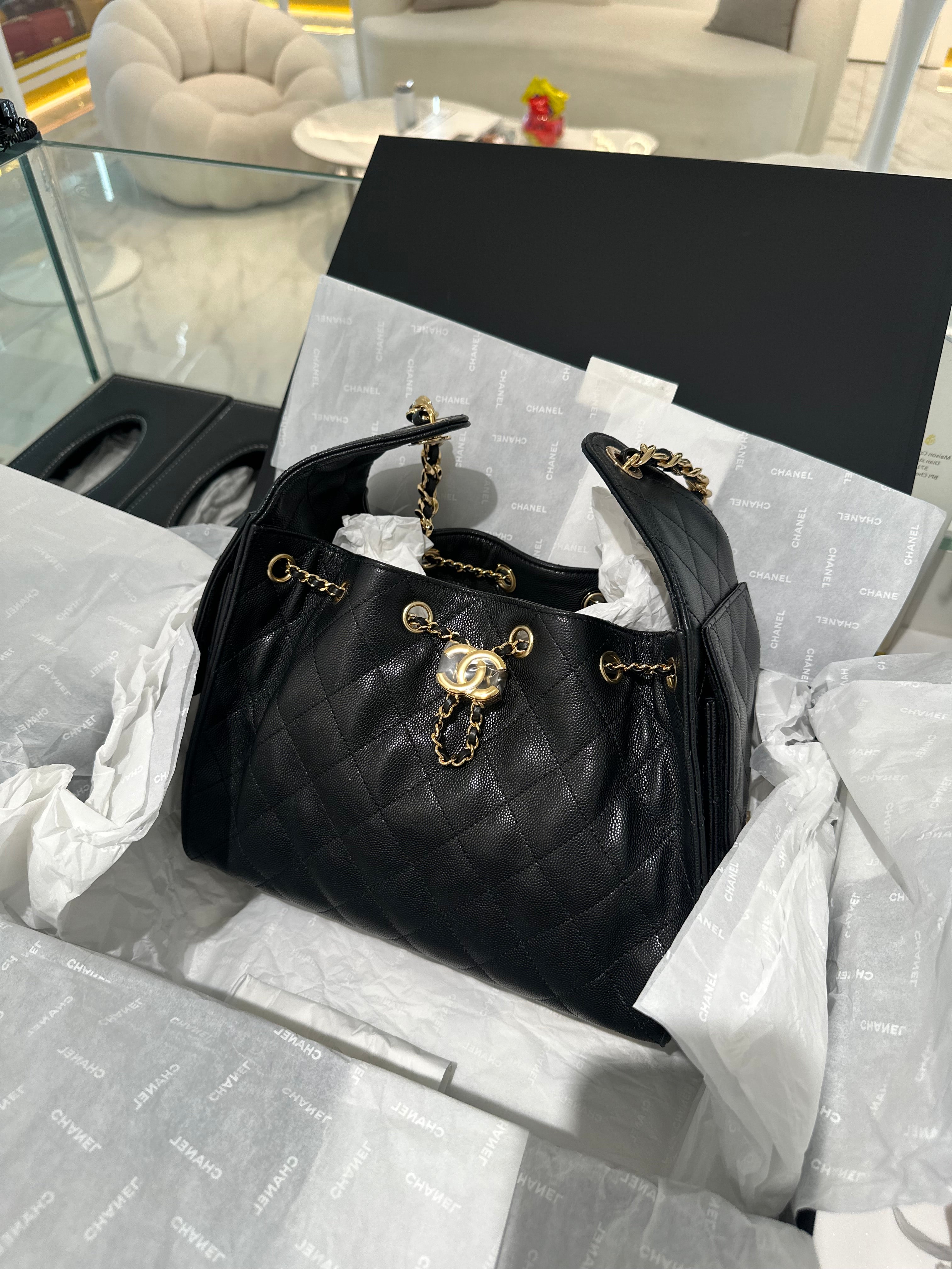 C25 small black caviar leather AGHW U7A36T14