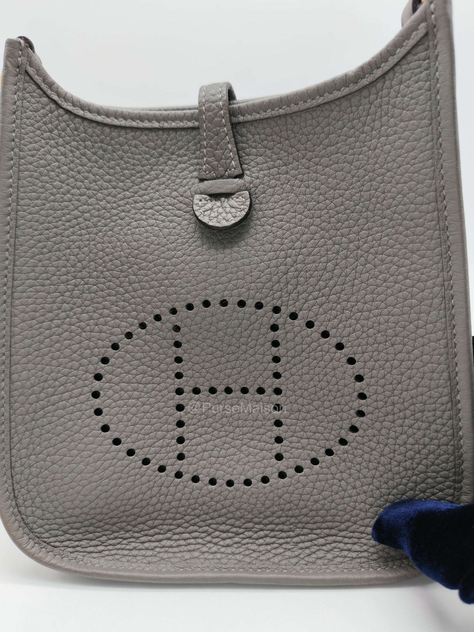 Hermes Evelyne TPM in Gris Meyer Clemence Leather and Gold Hardware Stamp W (2024)