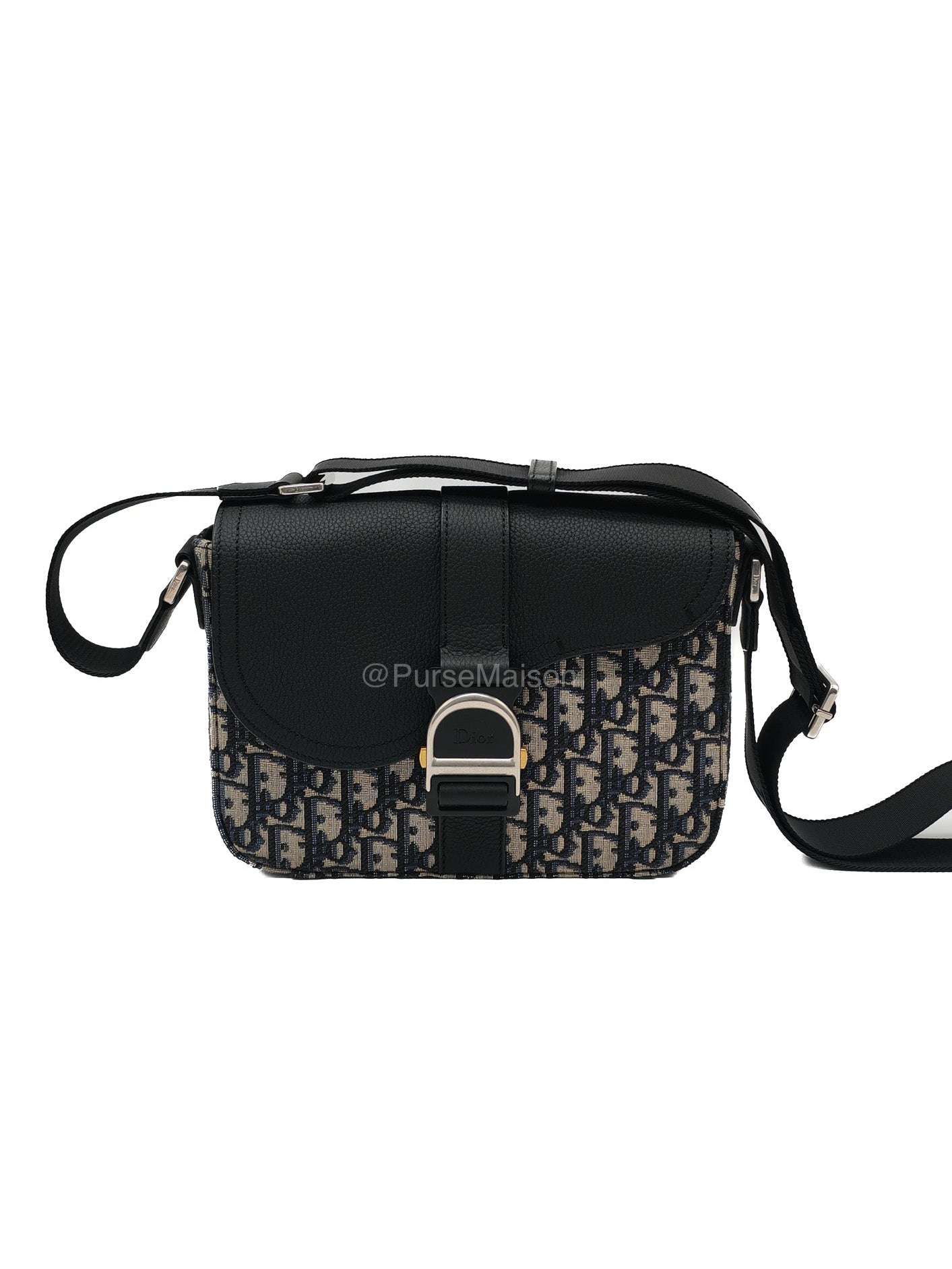 Christian Dior Saddle Heritage Messenger Bag in Oblique Jacquard Canvas and Grained Calfskin Leather