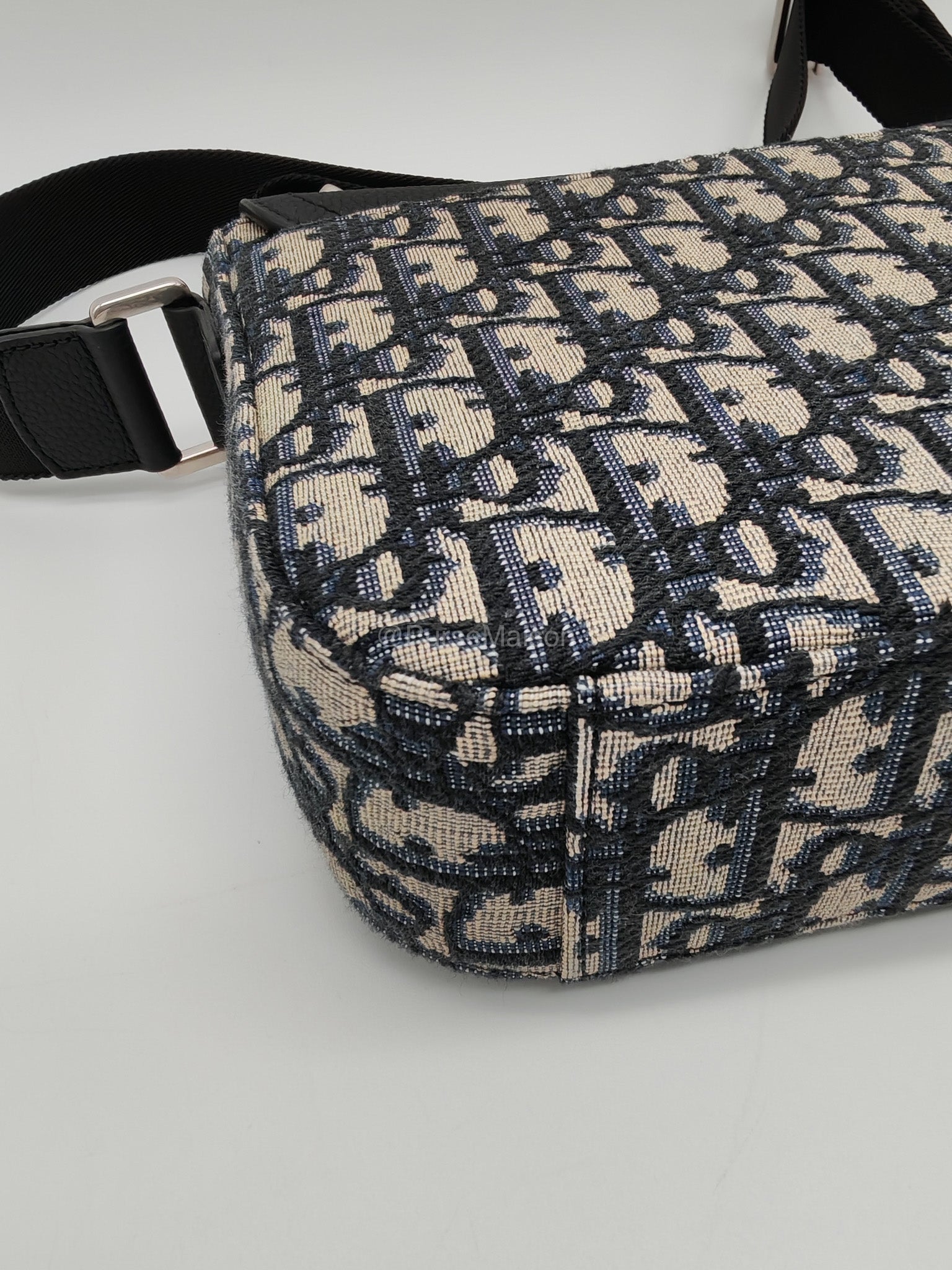 Christian Dior Saddle Heritage Messenger Bag in Oblique Jacquard Canvas and Grained Calfskin Leather