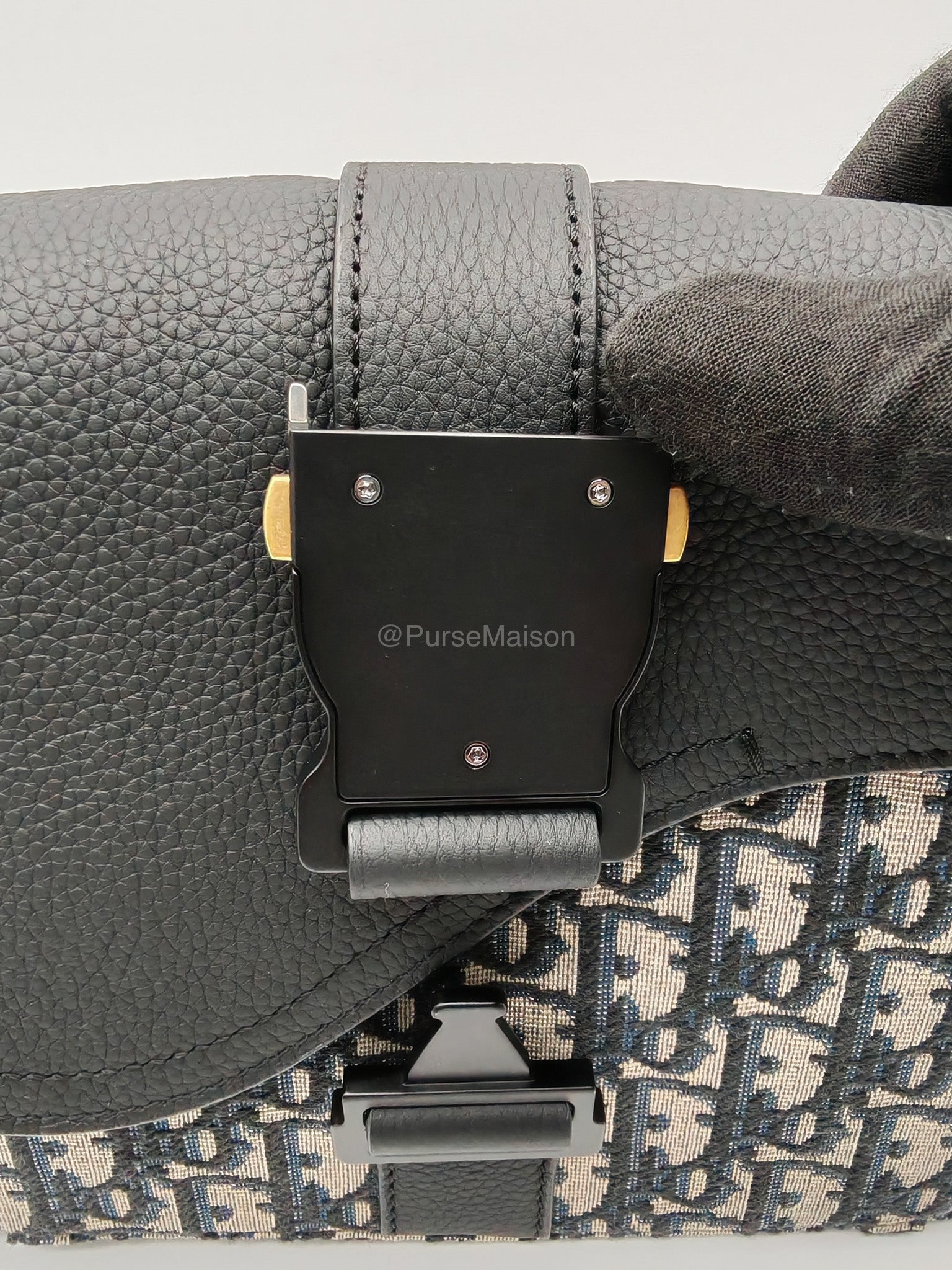Christian Dior Saddle Heritage Messenger Bag in Oblique Jacquard Canvas and Grained Calfskin Leather