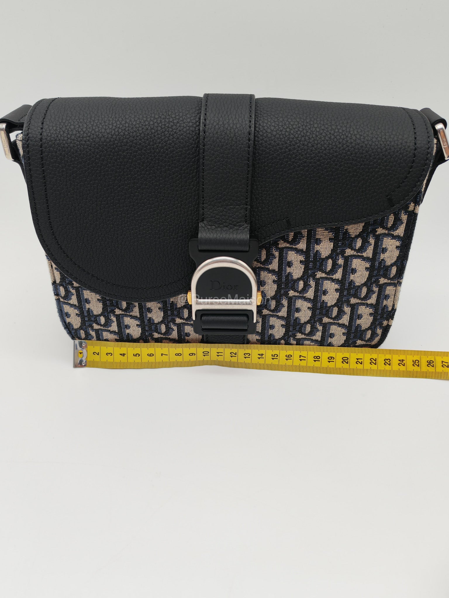 Christian Dior Saddle Heritage Messenger Bag in Oblique Jacquard Canvas and Grained Calfskin Leather
