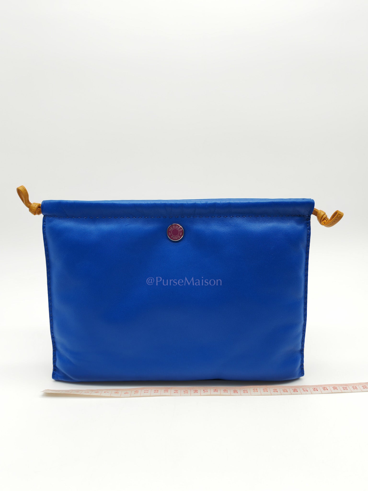 Pilo Pouch in Blue Swift Lambskin Leather & Palladium Hardware Stamp U (2022)