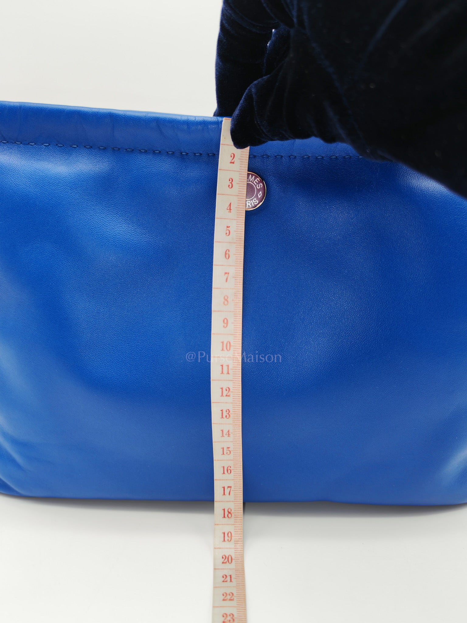 Pilo Pouch in Blue Swift Lambskin Leather & Palladium Hardware Stamp U (2022)