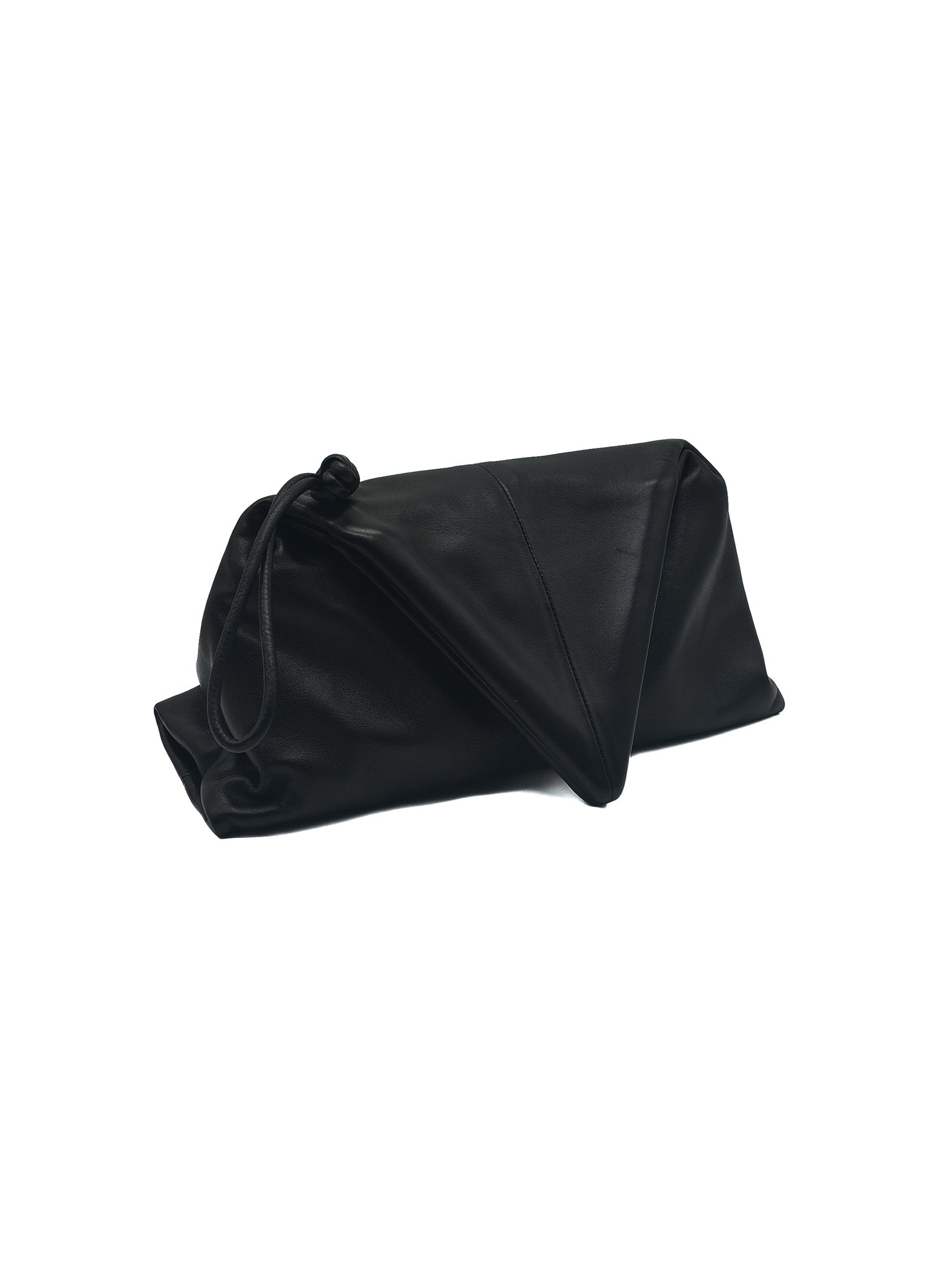Bottega Veneta Trine Envelope Clutch in Black Smooth Calfskin Leather