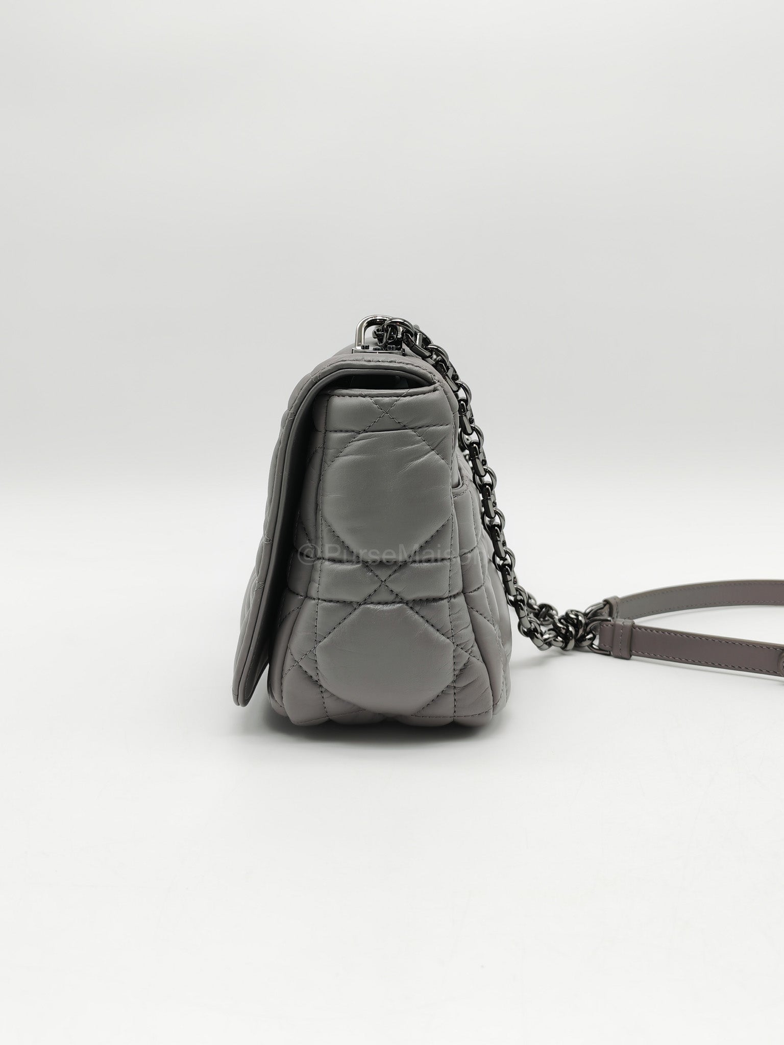 Christian Dior Caro Bag Calfskin Leather in Grey