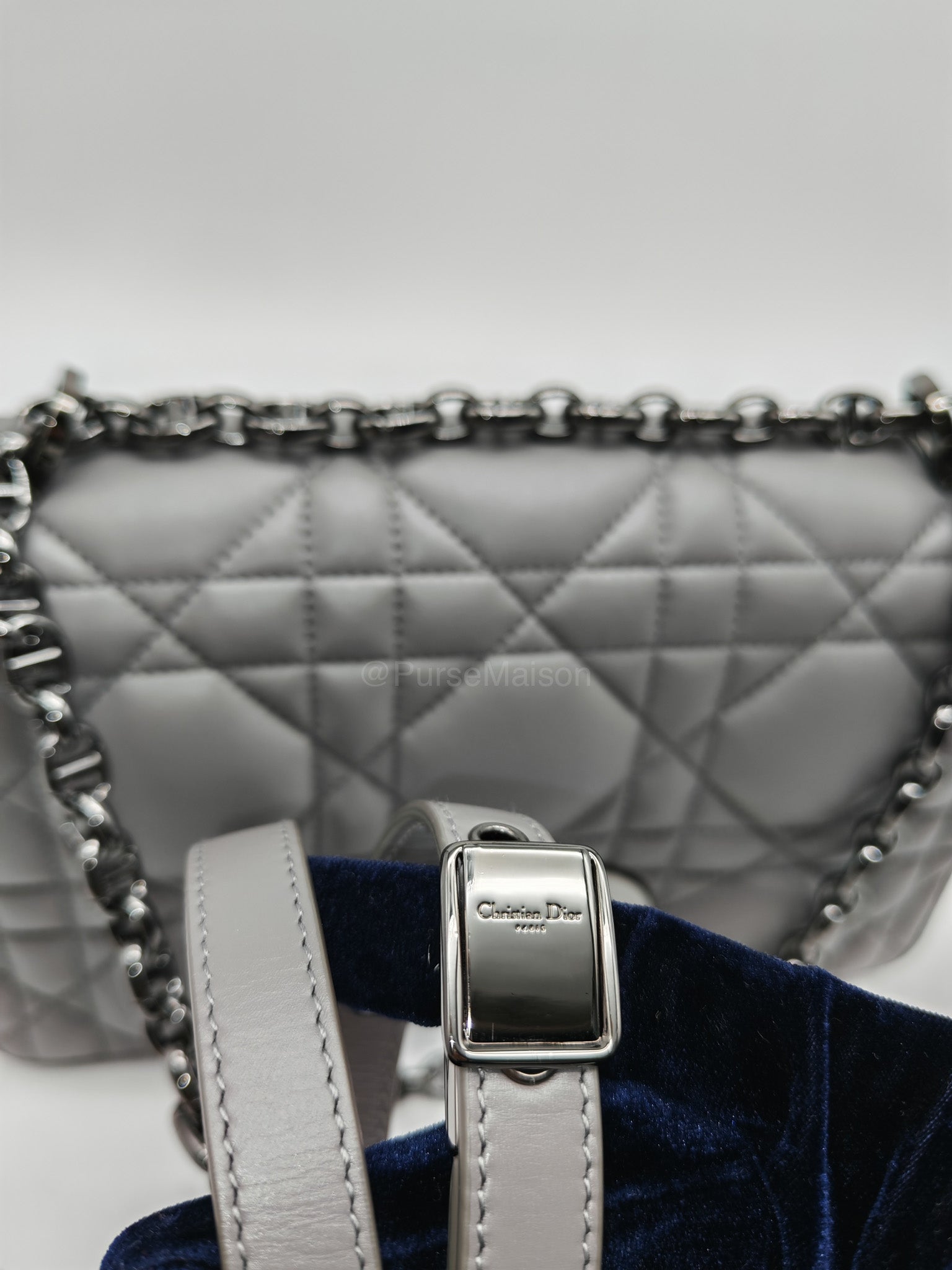 Christian Dior Caro Bag Calfskin Leather in Grey