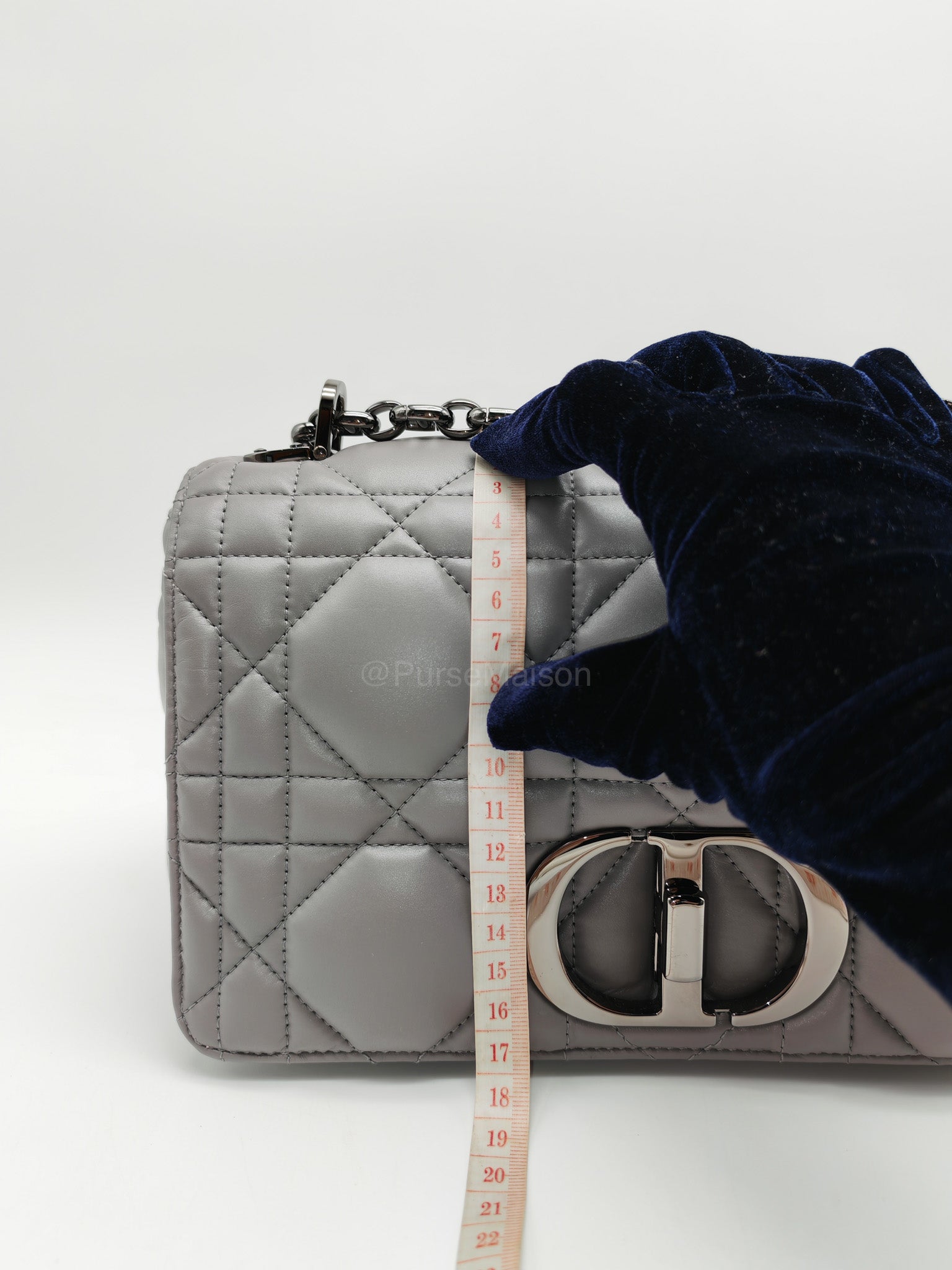 Christian Dior Caro Bag Calfskin Leather in Grey