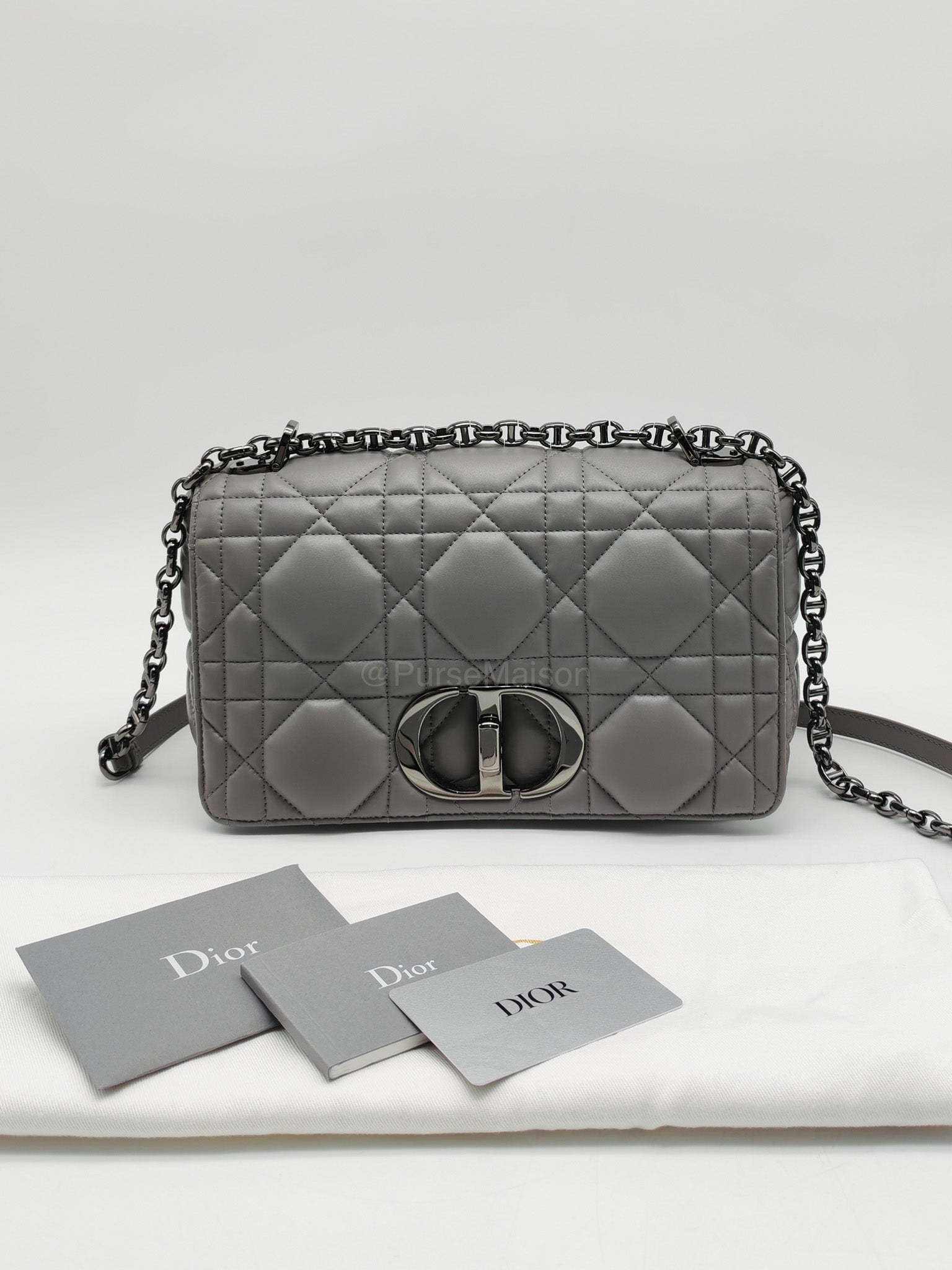 Christian Dior Caro Bag Calfskin Leather in Grey