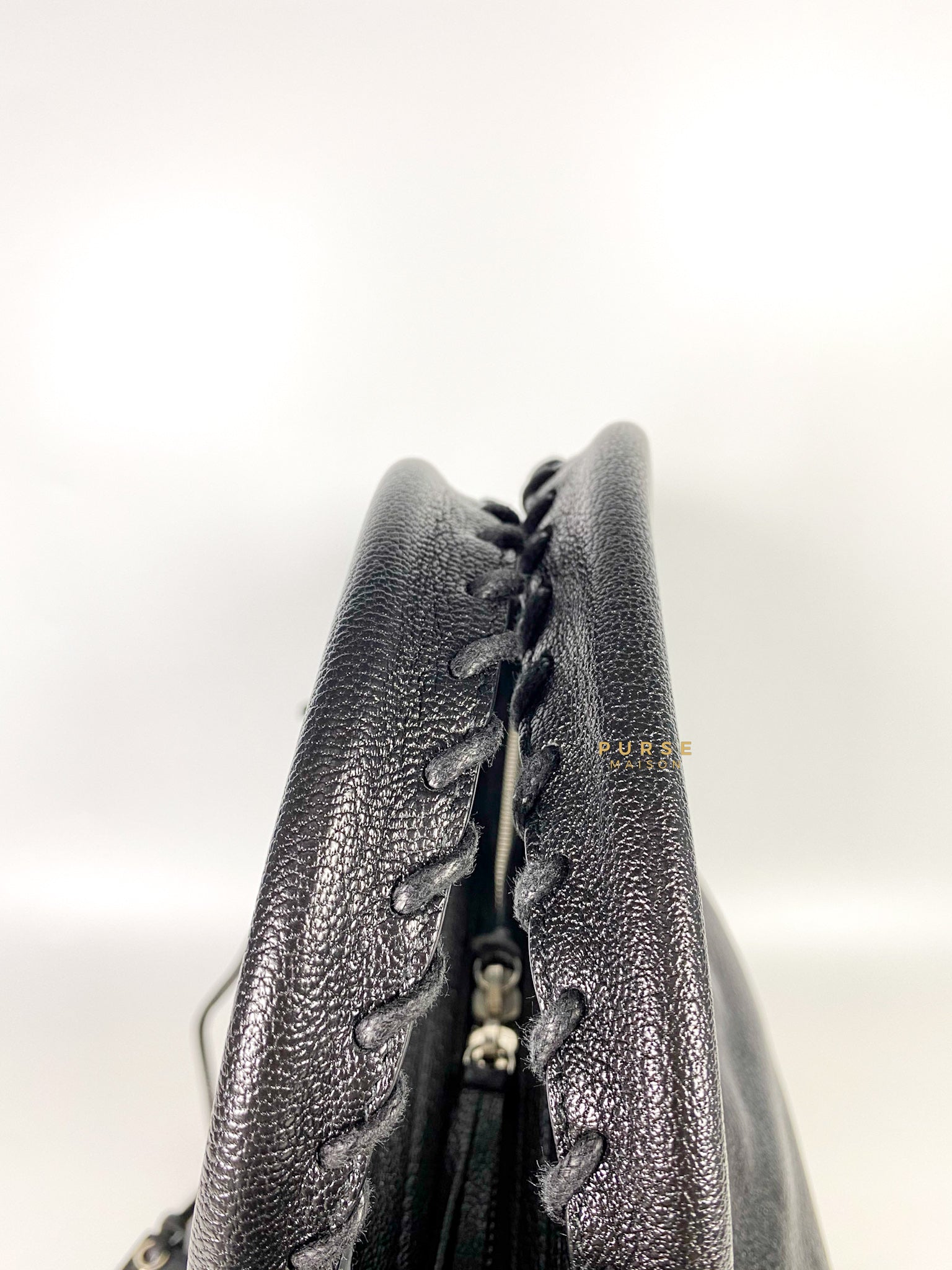 Balenciaga City Metallic Edge Medium Black in Silver Hardware