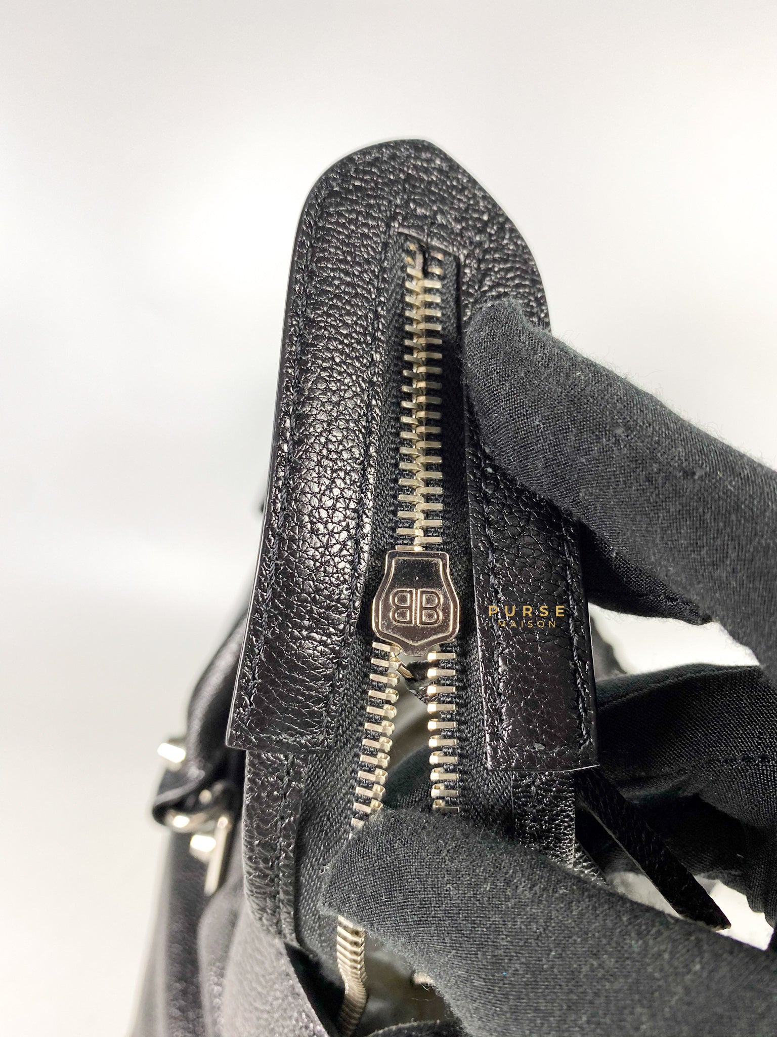 Balenciaga City Metallic Edge Medium Black in Silver Hardware