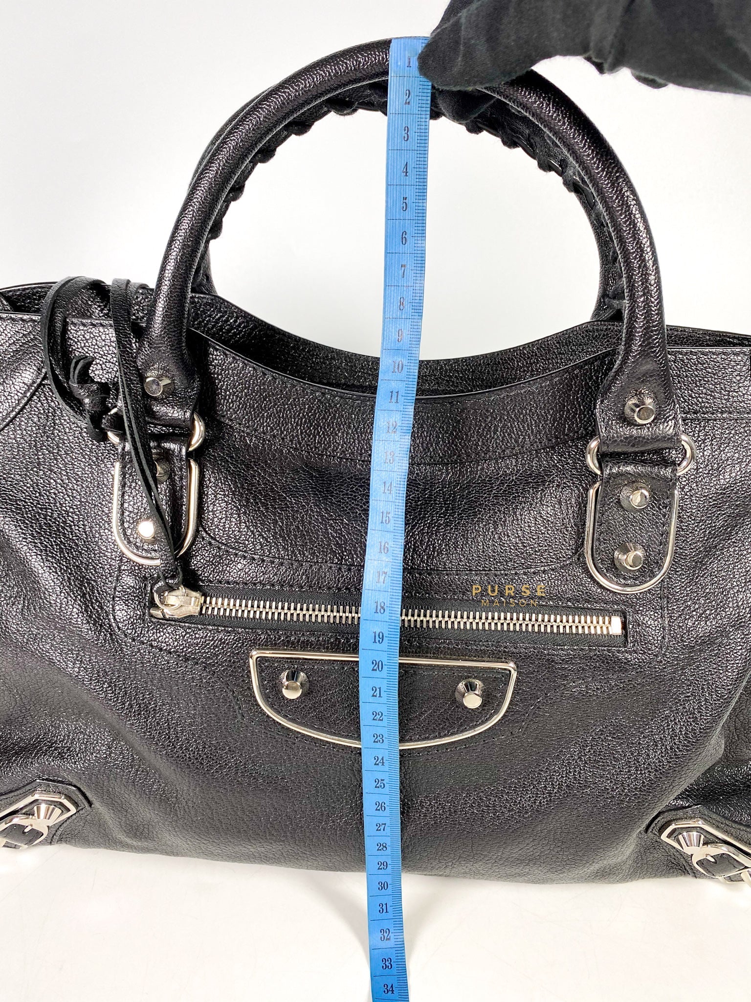 Balenciaga City Metallic Edge Medium Black in Silver Hardware