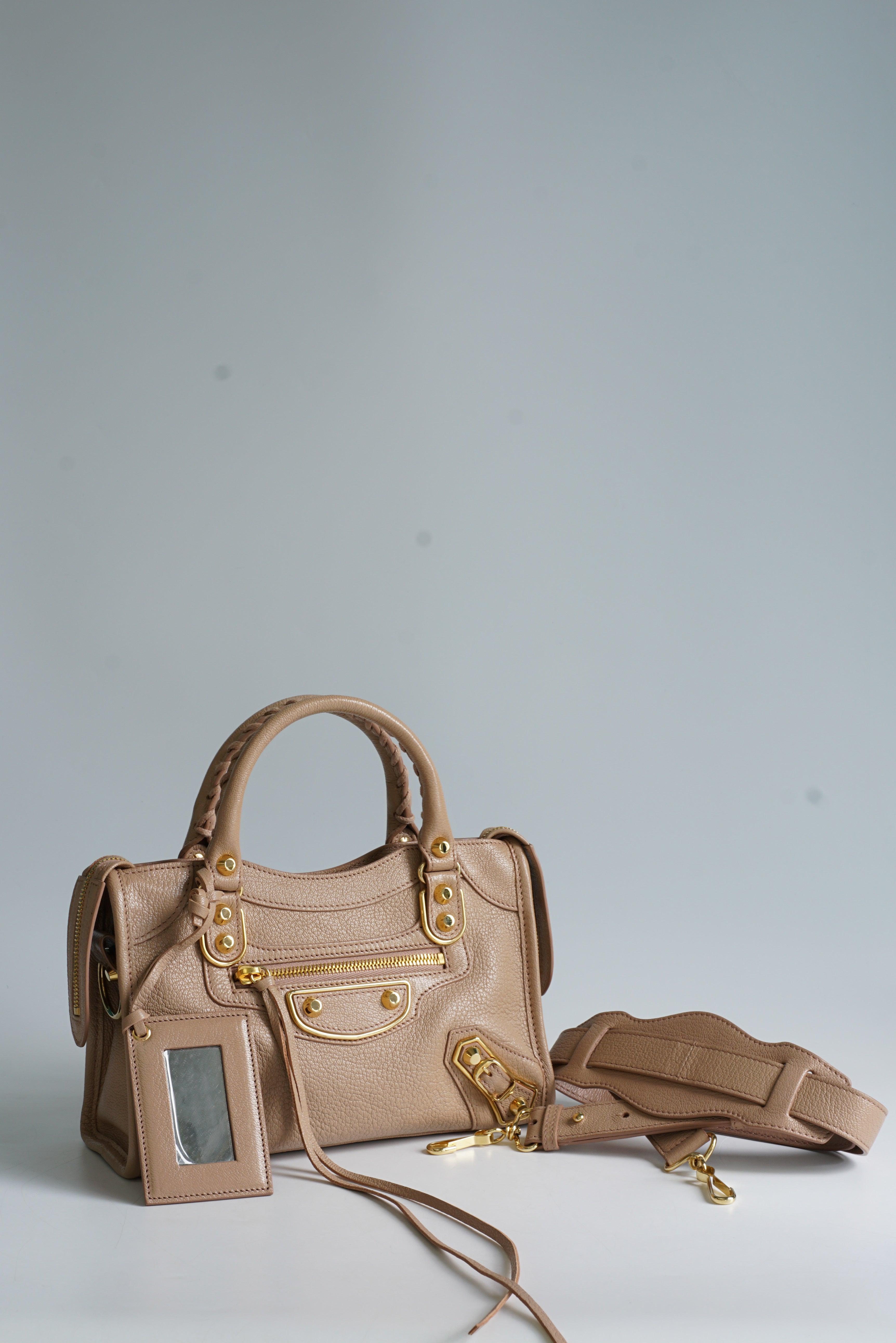 Balenciaga Mini City Metallic Edge Gold Hardware (Beige)