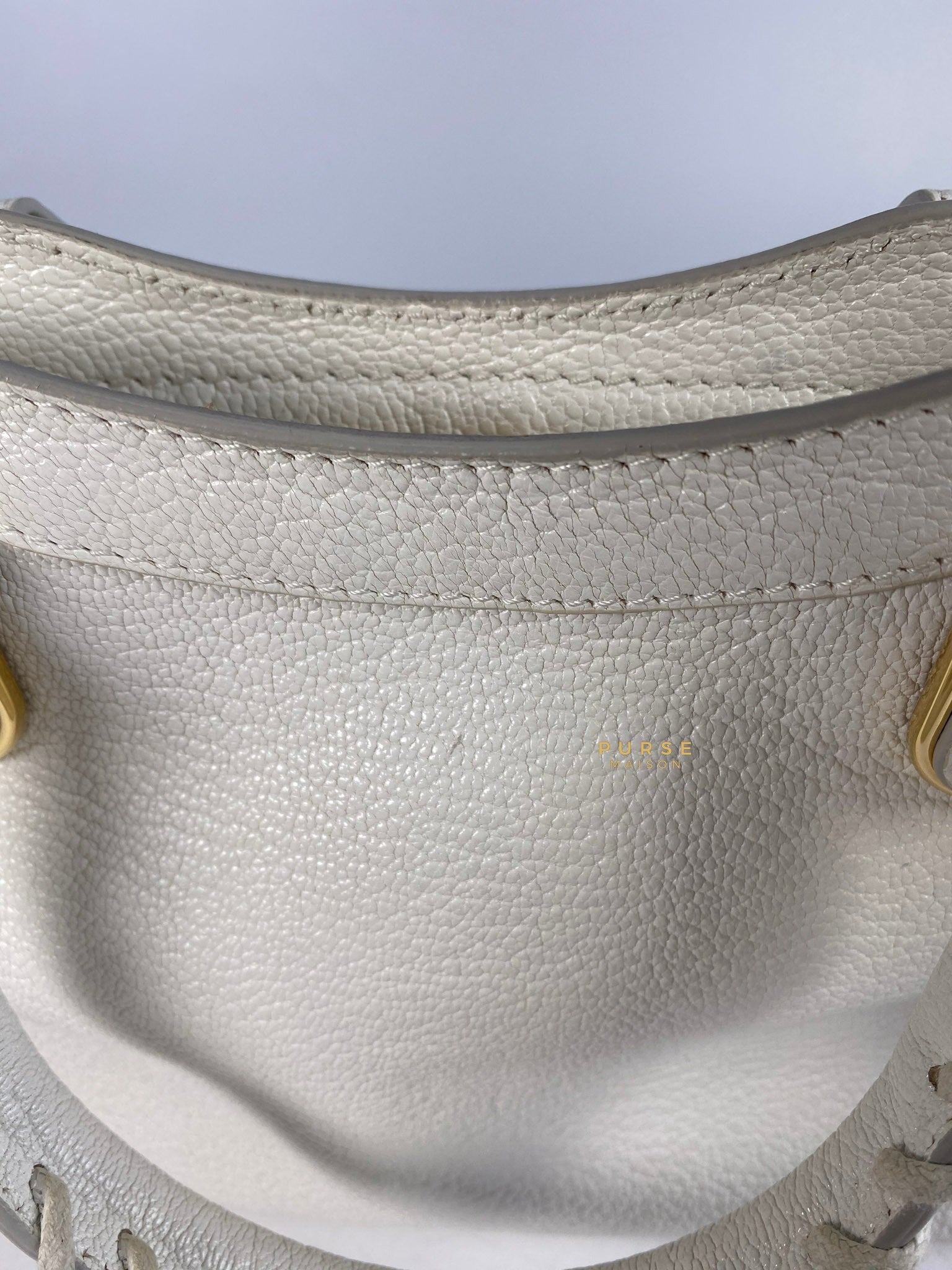 Balenciaga Mini Metallic Edge City Bag in White Goatskin and Gold Hardware