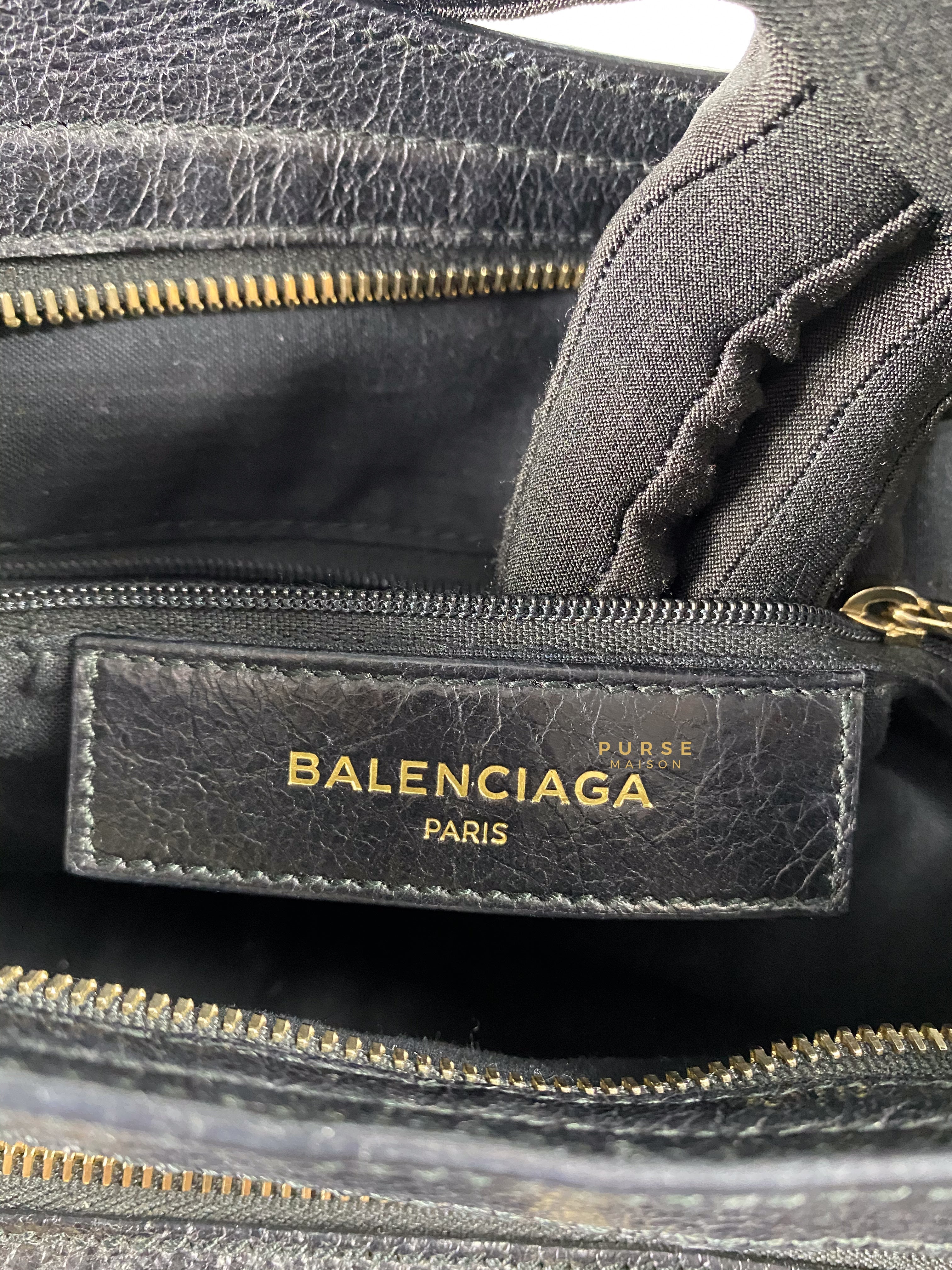 Balenciaga Town in Light Gold Hardware and Black Agneau Leather