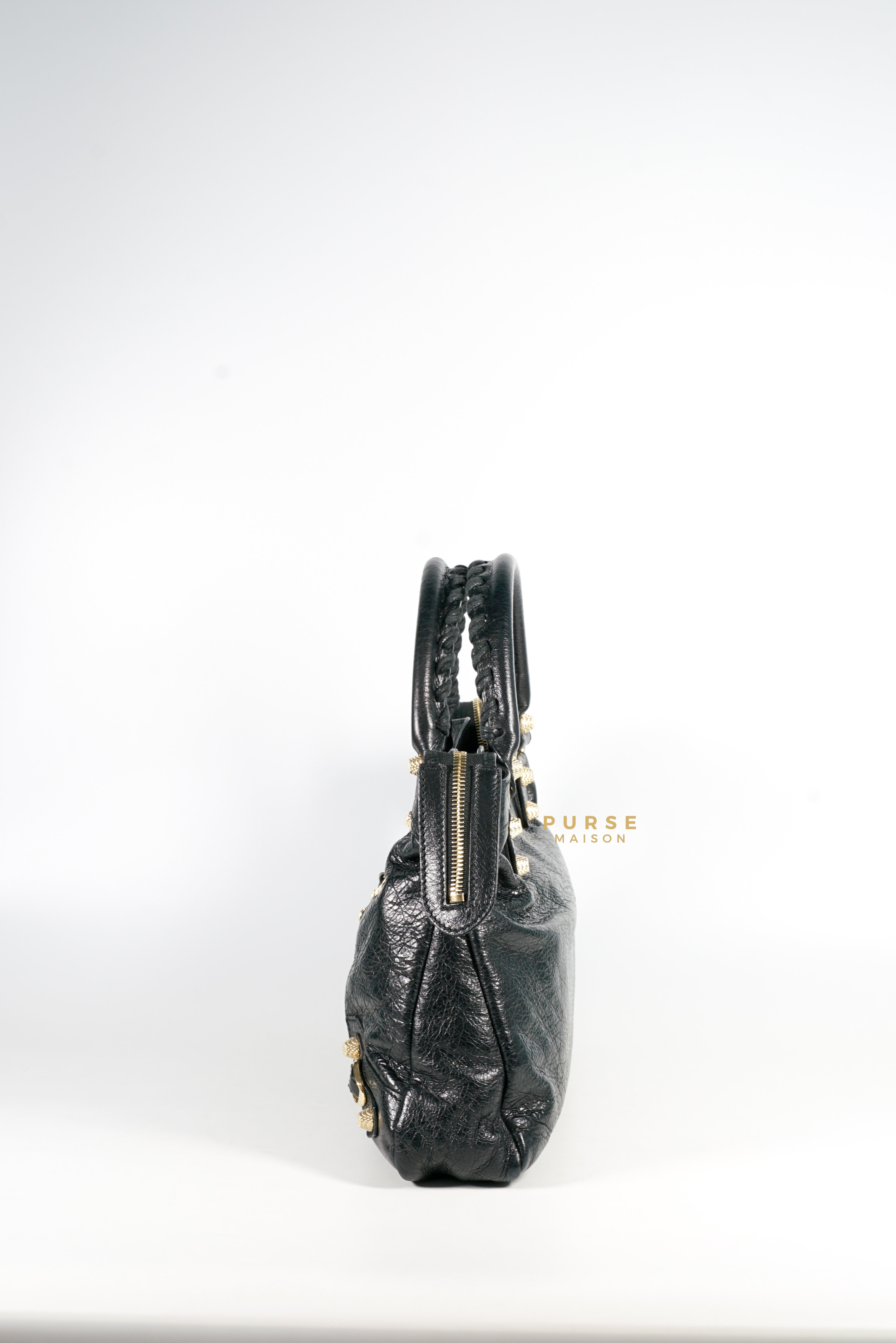 Balenciaga Town in Light Gold Hardware and Black Agneau Leather