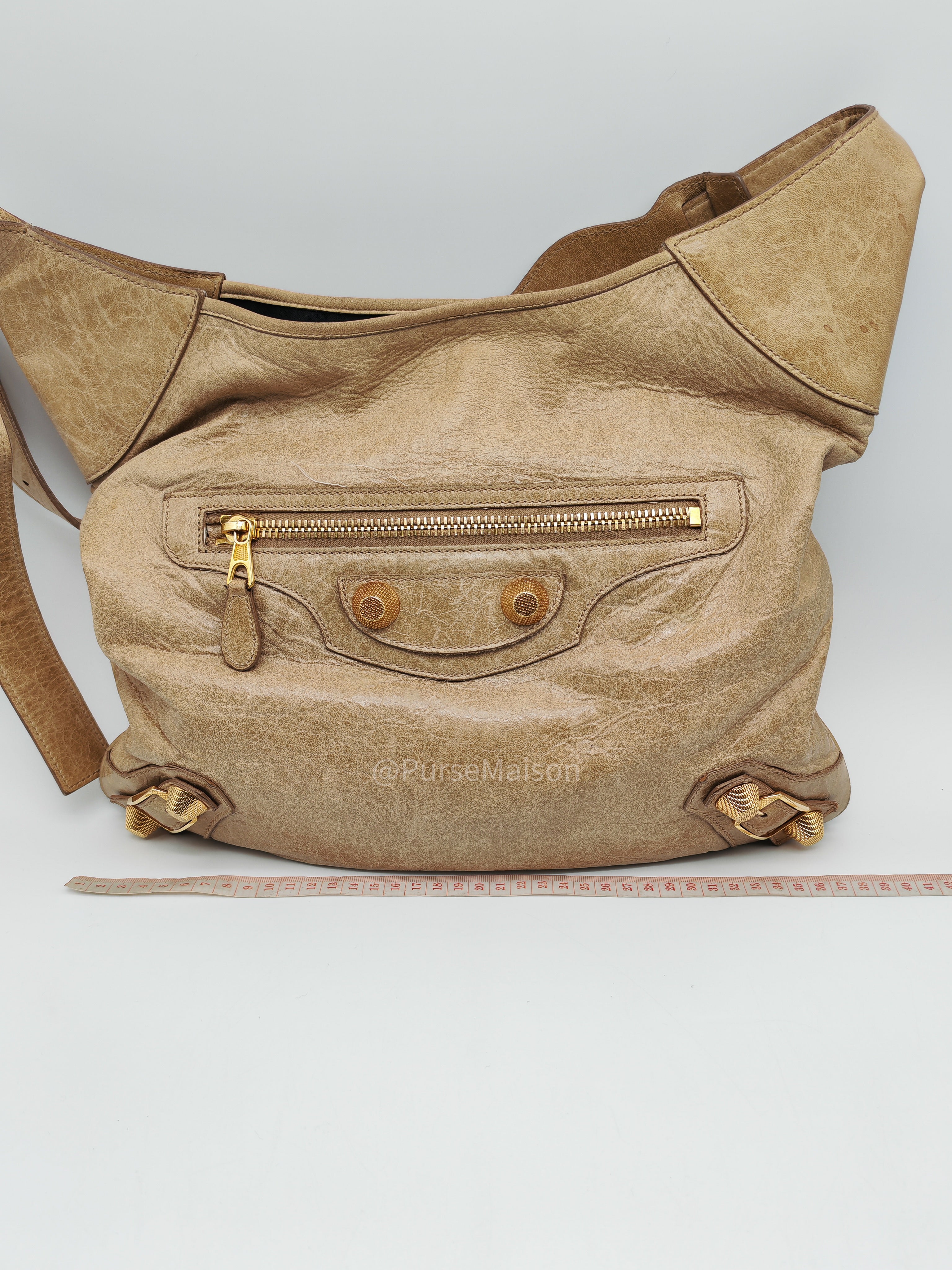 Balenciaga Giant 21 Part Time Bag in Beige Distressed Lambskin Leather Gold Hardware