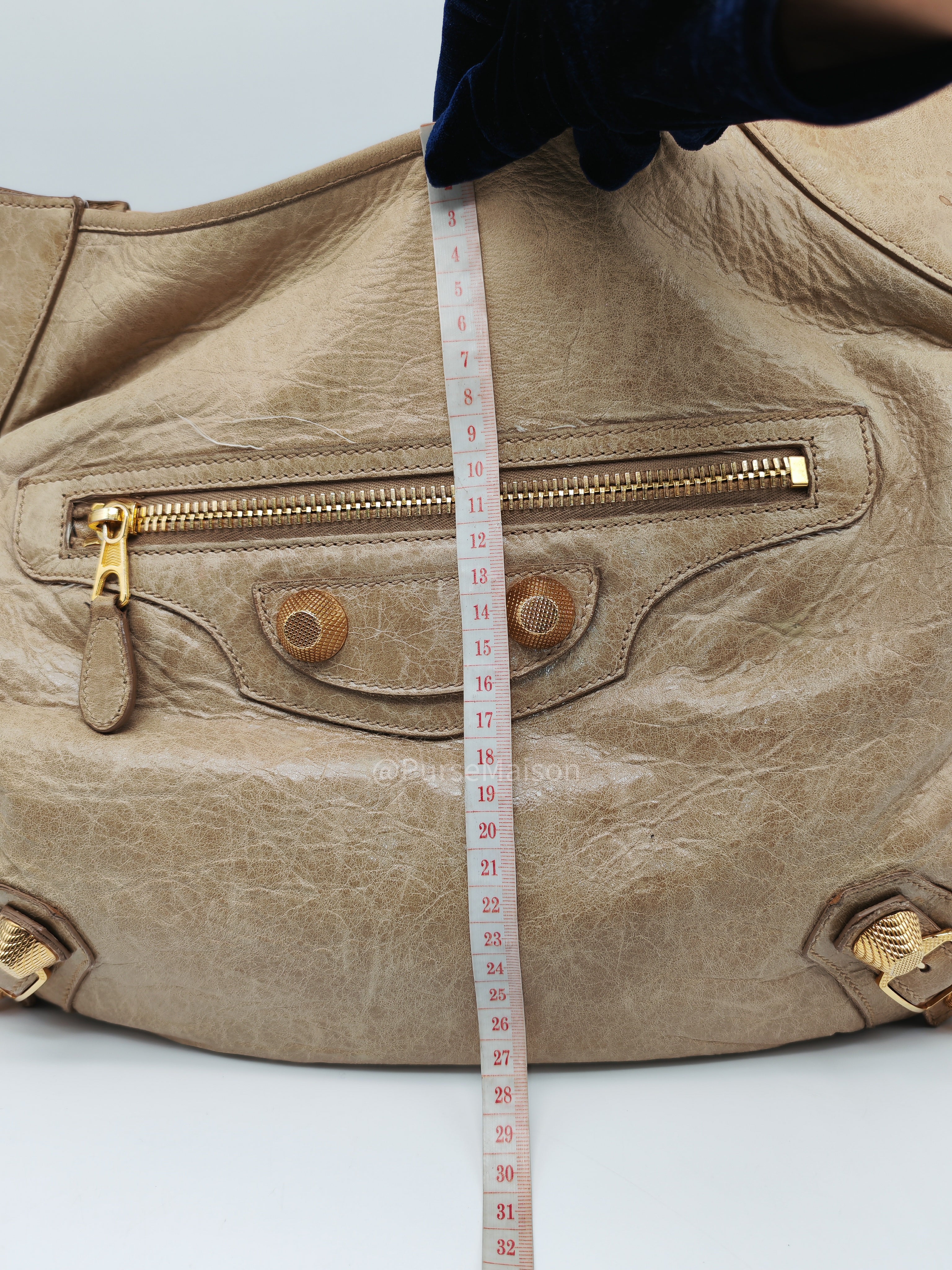 Balenciaga Giant 21 Part Time Bag in Beige Distressed Lambskin Leather Gold Hardware