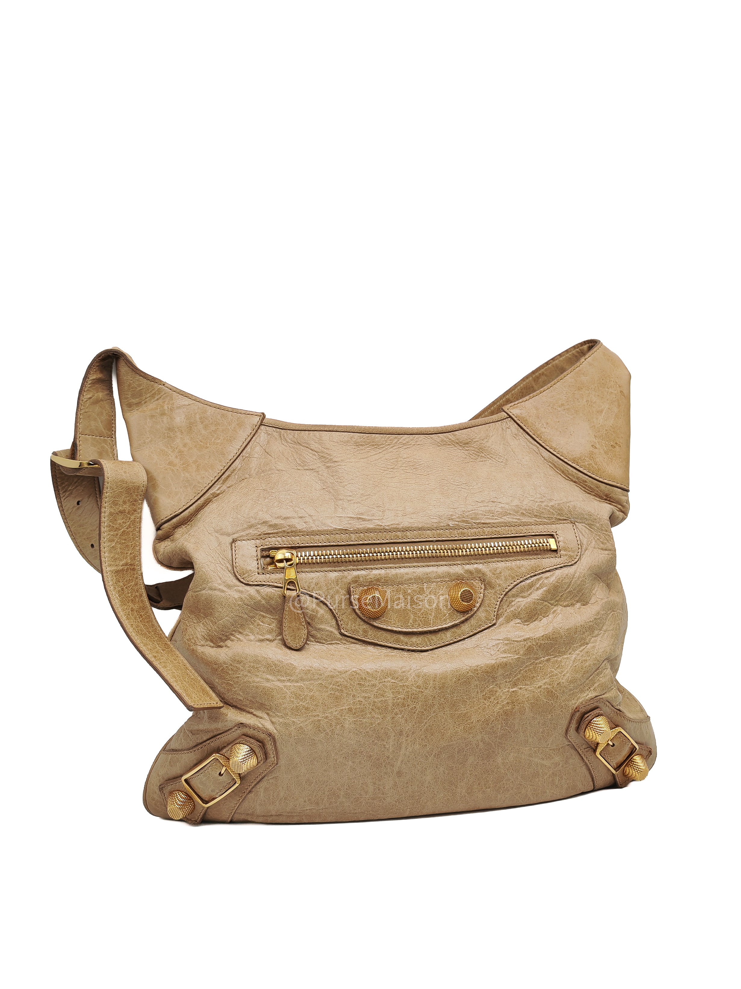 Balenciaga Giant 21 Part Time Bag in Beige Distressed Lambskin Leather Gold Hardware