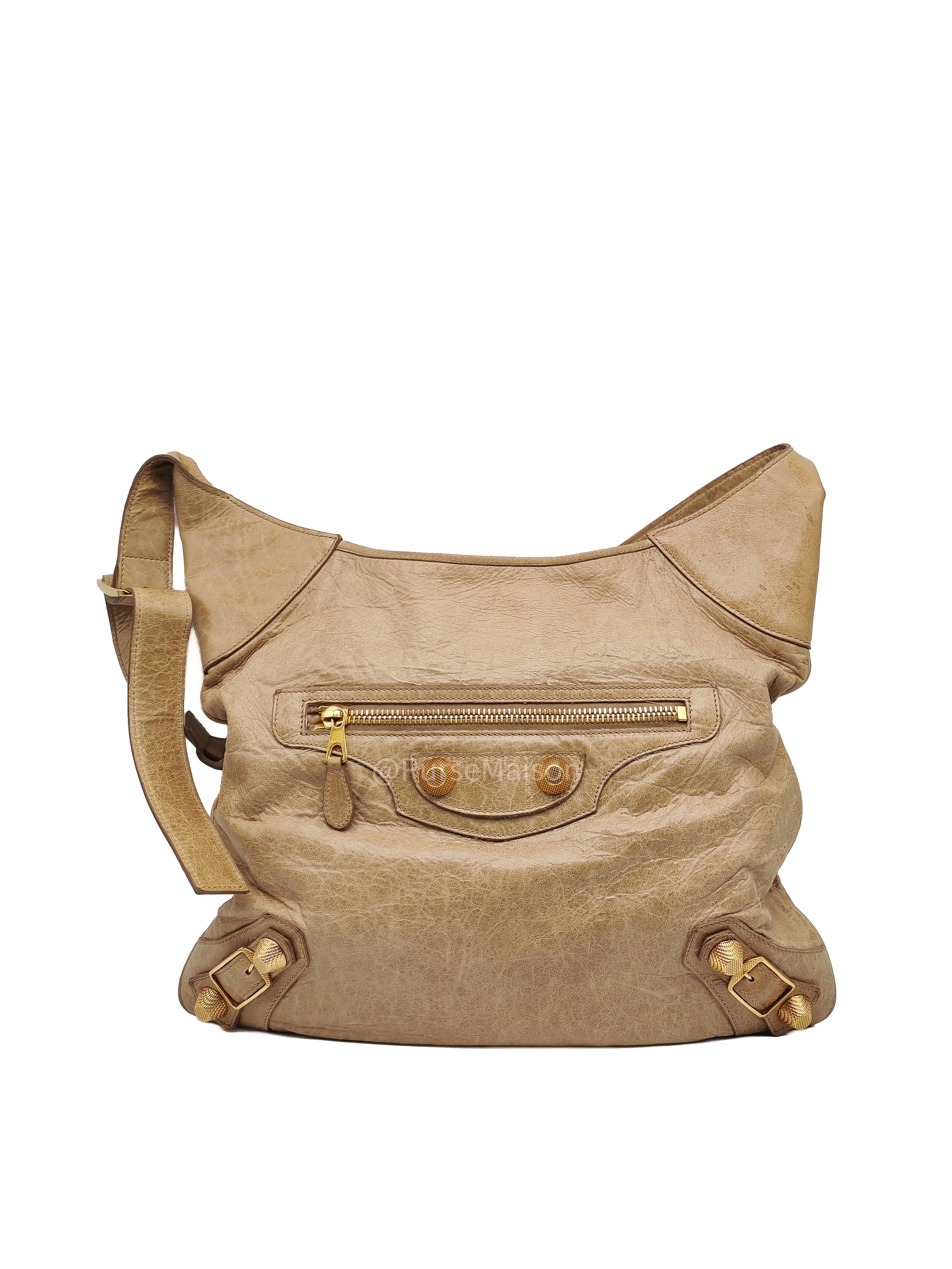 Balenciaga Giant 21 Part Time Bag in Beige Distressed Lambskin Leather Gold Hardware