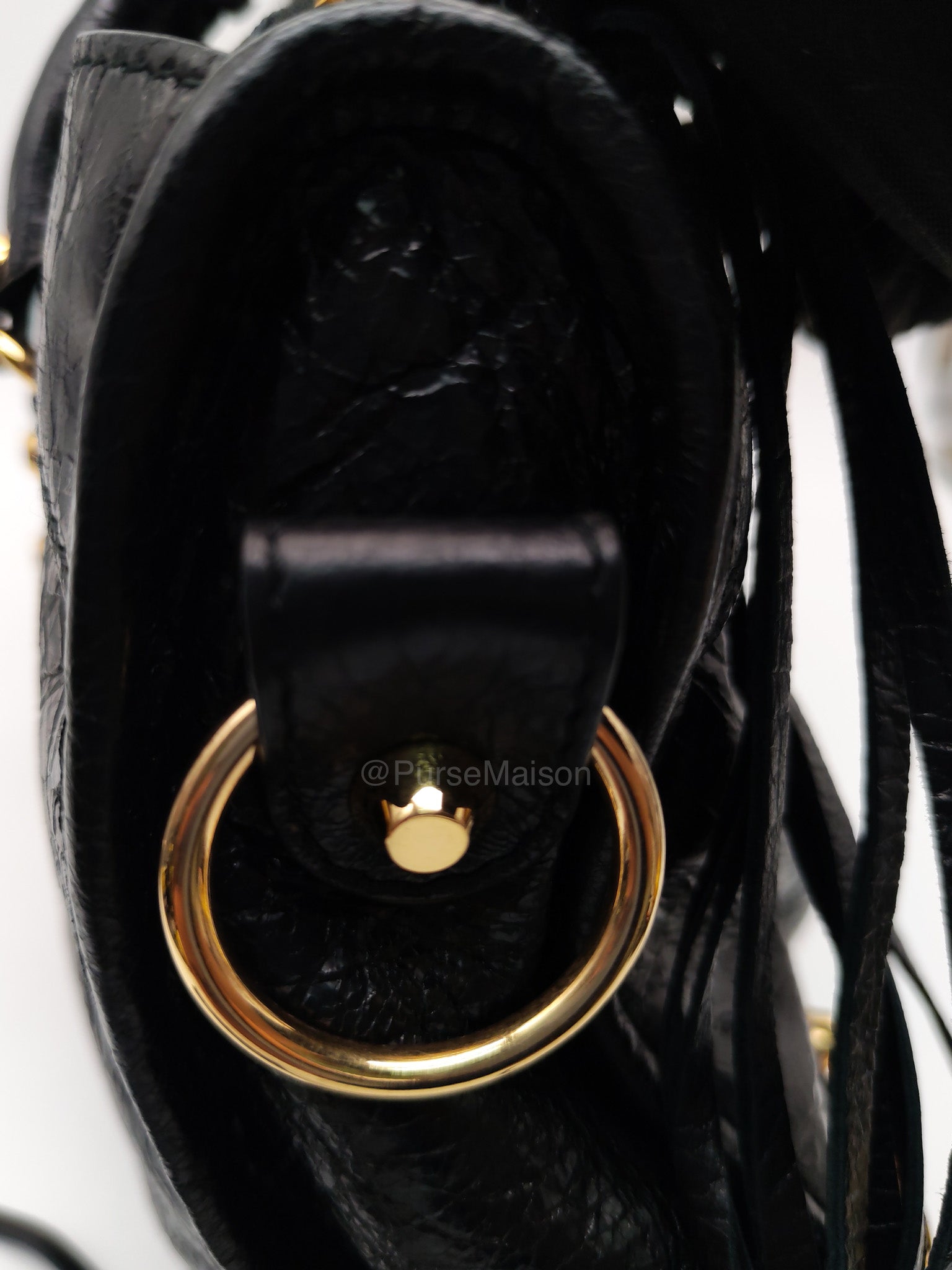 Balenciaga Le City Small Bag in Black Studded Calfskin Leather and Gold Hardware