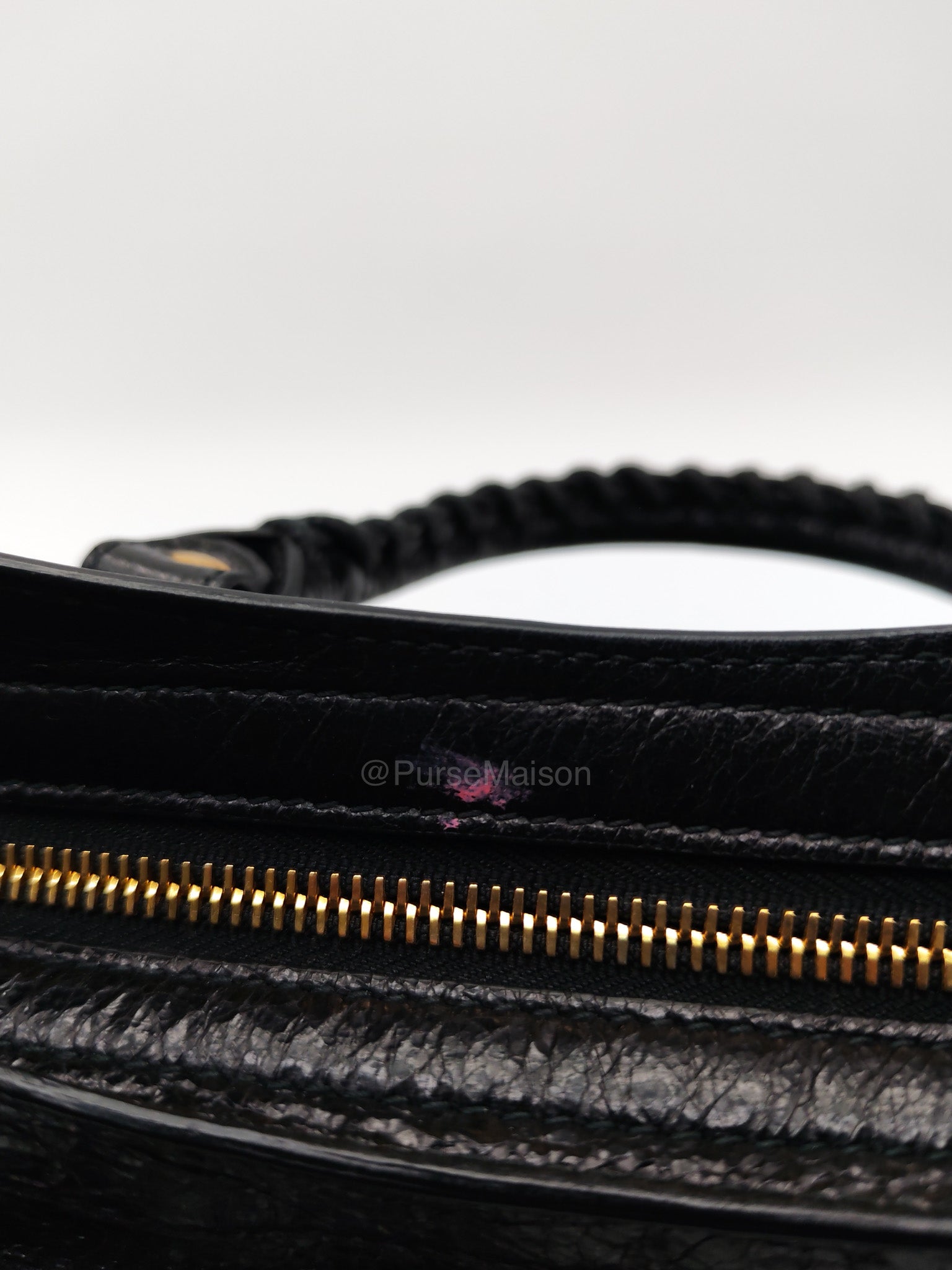 Balenciaga Le City Small Bag in Black Studded Calfskin Leather and Gold Hardware