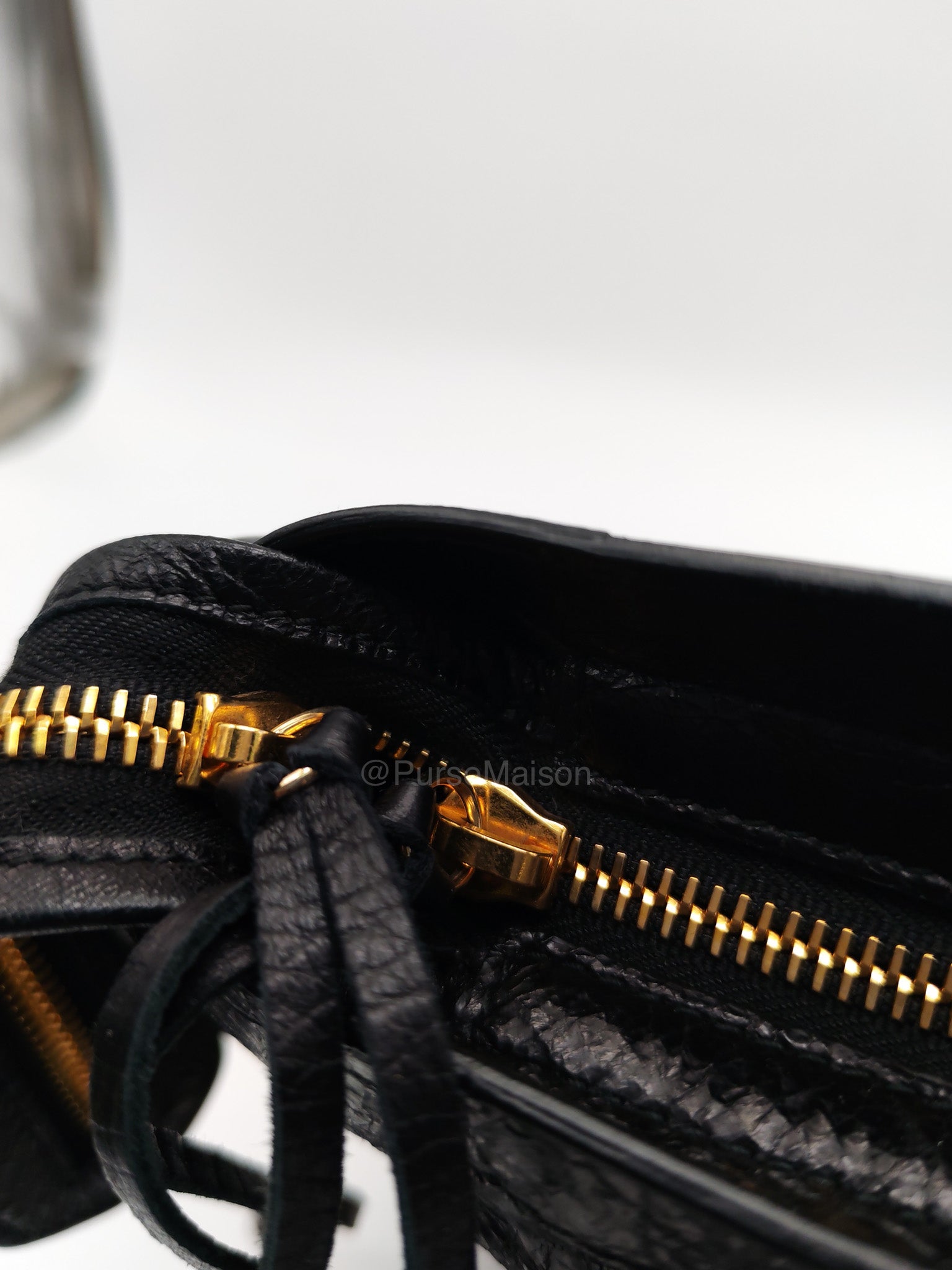 Balenciaga Le City Small Bag in Black Studded Calfskin Leather and Gold Hardware