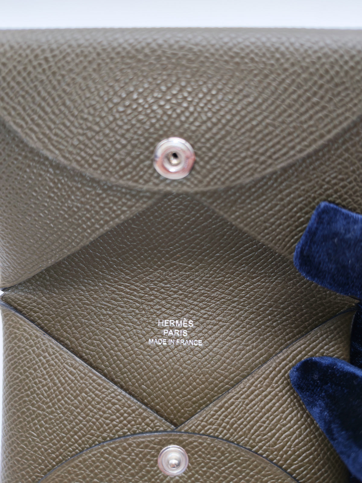 Hermes Calvi Card Holder in Vert Loden Epsom Leather Palladium Hardware Stamp G (2026)