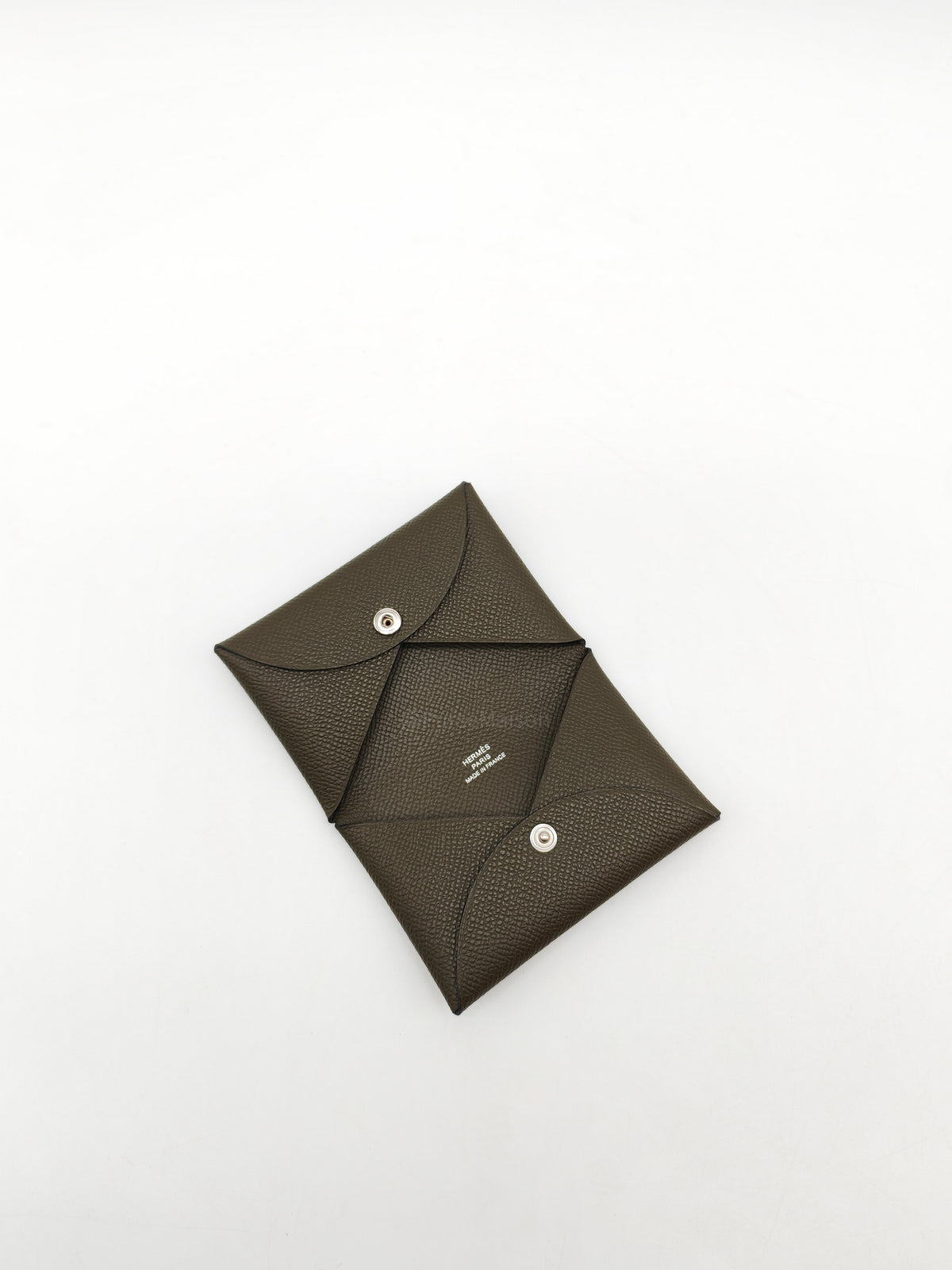 Hermes Calvi Card Holder in Vert Loden Epsom Leather Palladium Hardware Stamp G (2026)