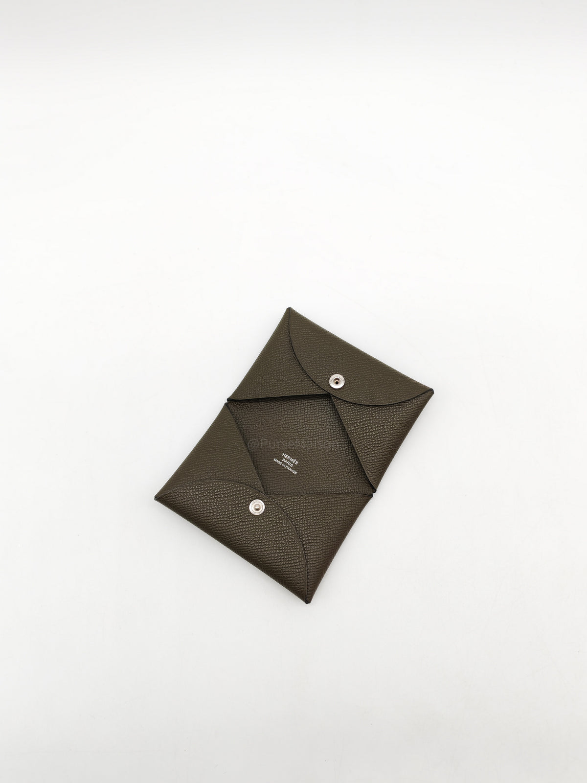 Hermes Calvi Card Holder in Vert Loden Epsom Leather Palladium Hardware Stamp G (2026)